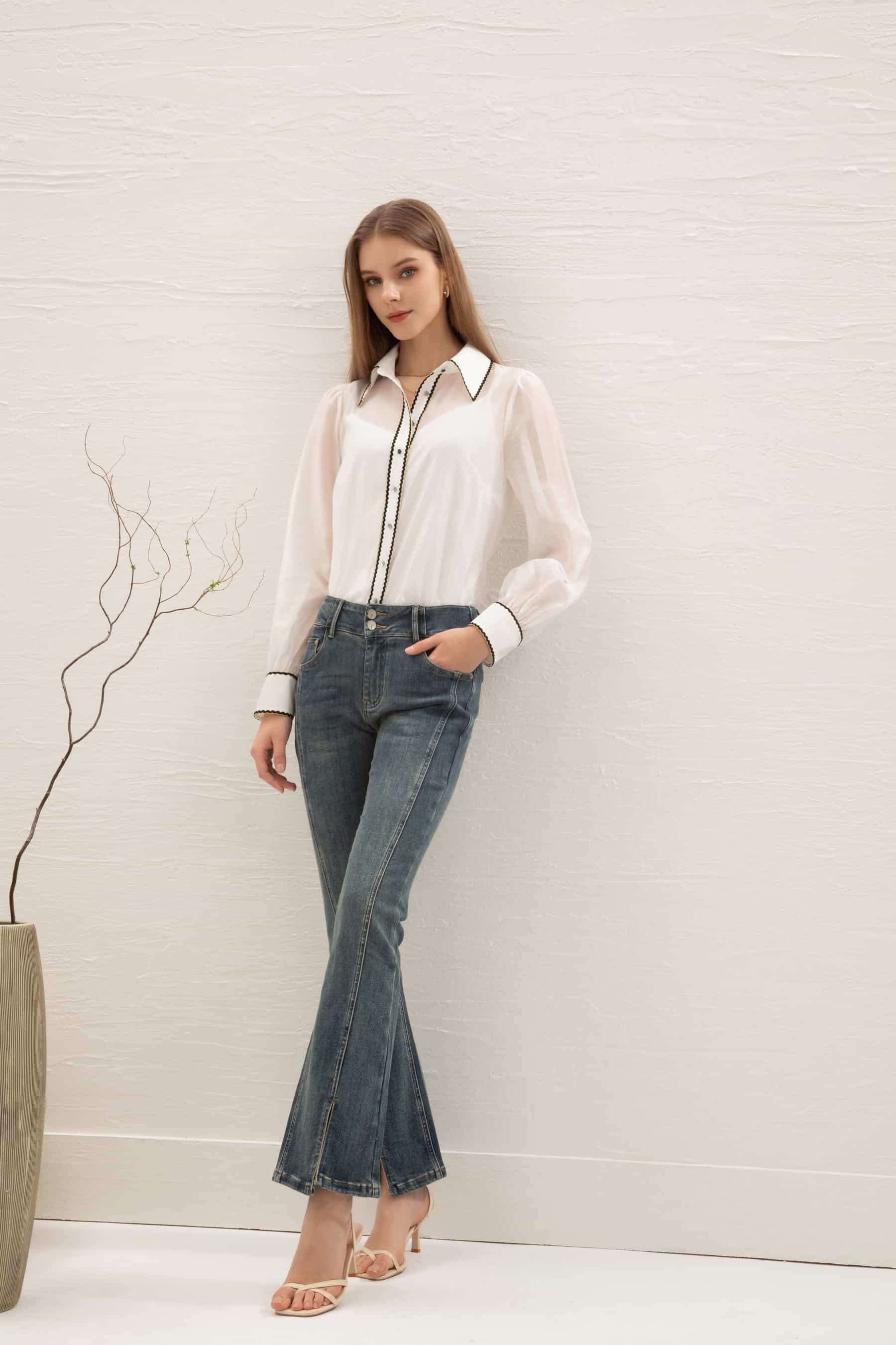 GDS Missika Tencel Blouse | White BLOUSES autumn-winter BLOUSES BRUNCH CASUAL Catch GDS L M S SALE WHITE WORK XL XS