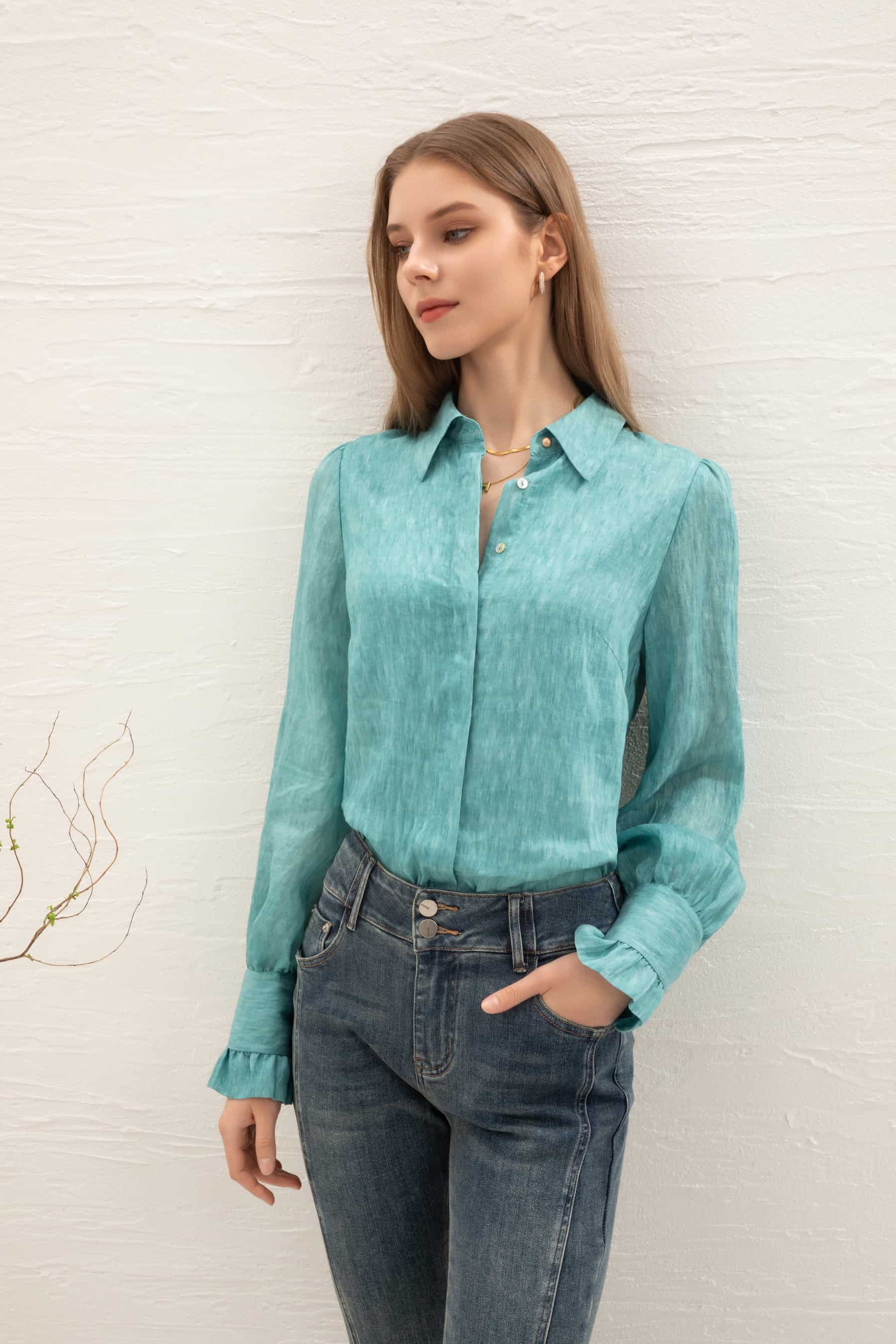GDS Scarlette Blouse | Nile Blue BLOUSES autumn-winter BLOUSES BLUE BRUNCH CASUAL Catch GDS L M S SALE WORK XL XS