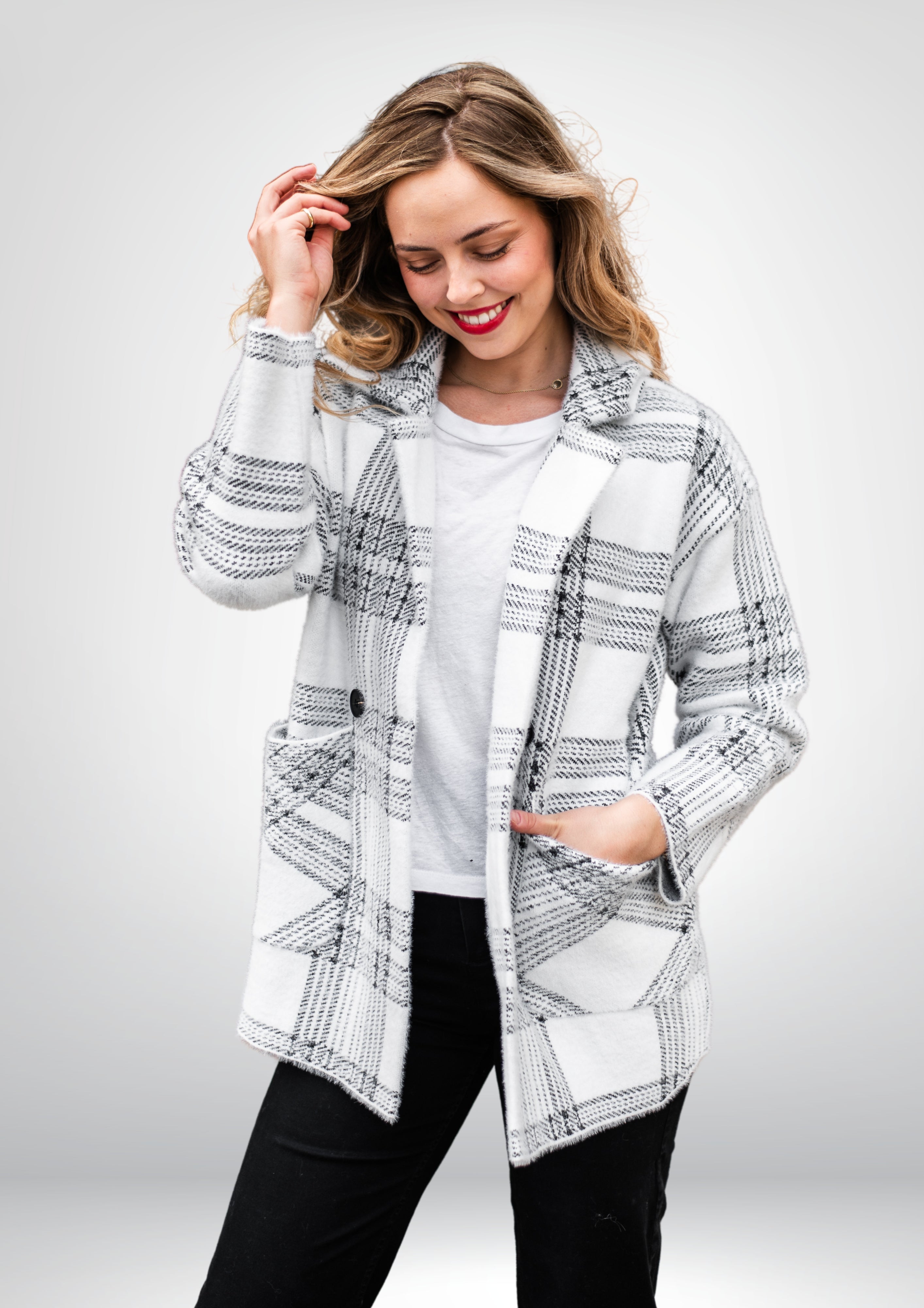 Lana Soft Coatigan | BLK-WHT