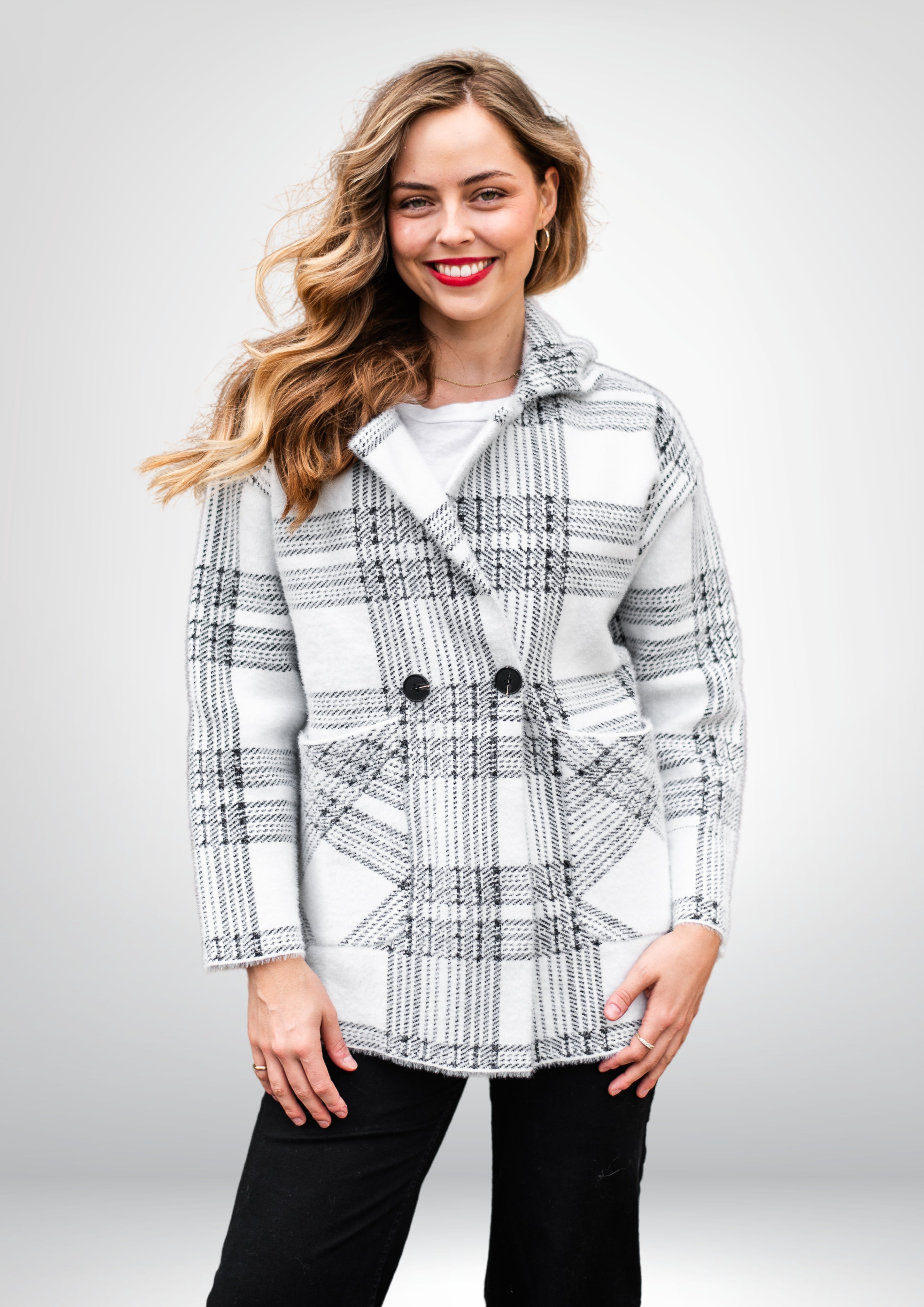 Lana Soft Coatigan | BLK-WHT