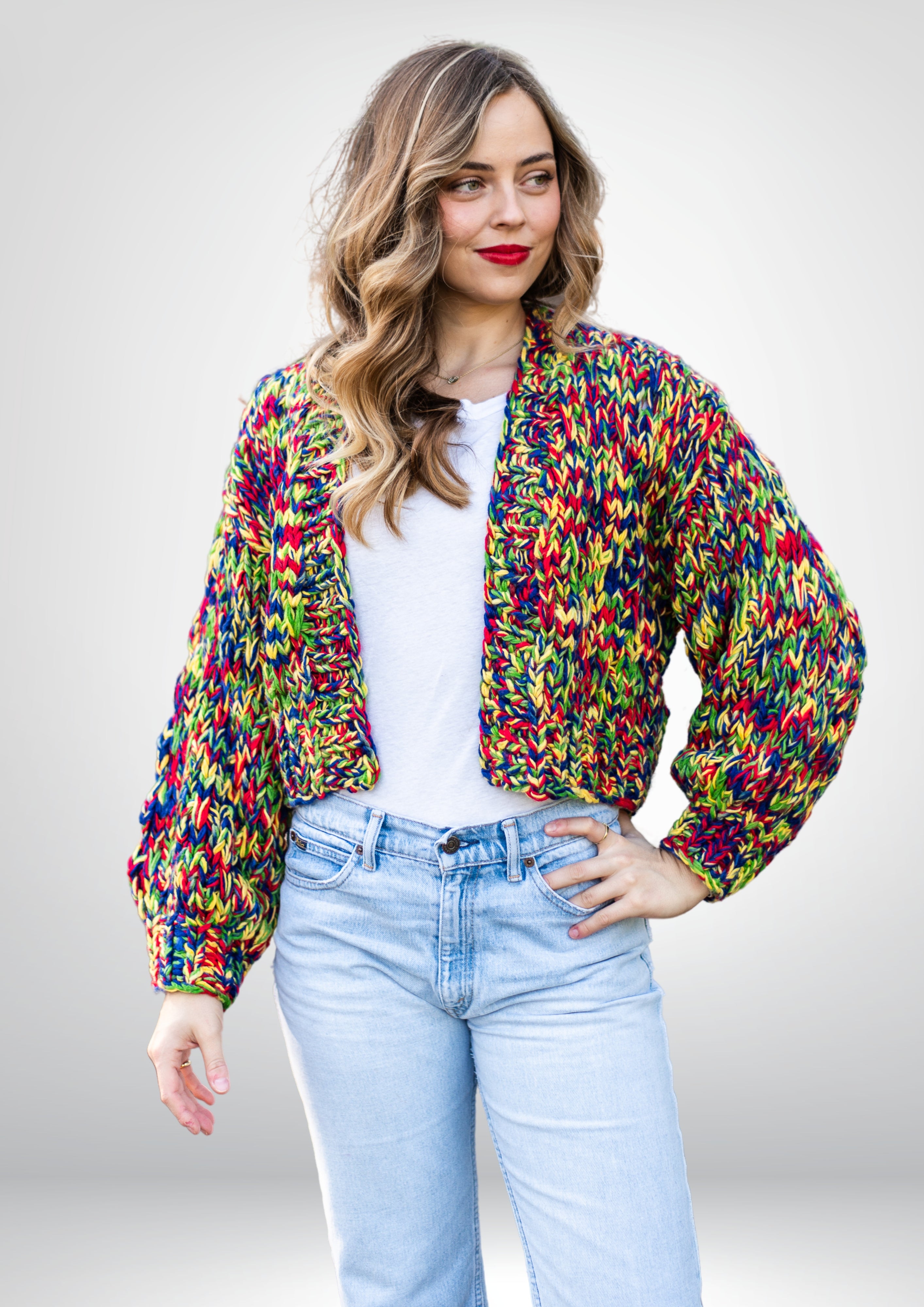 Rainbow Handmade Cardi | Yellow