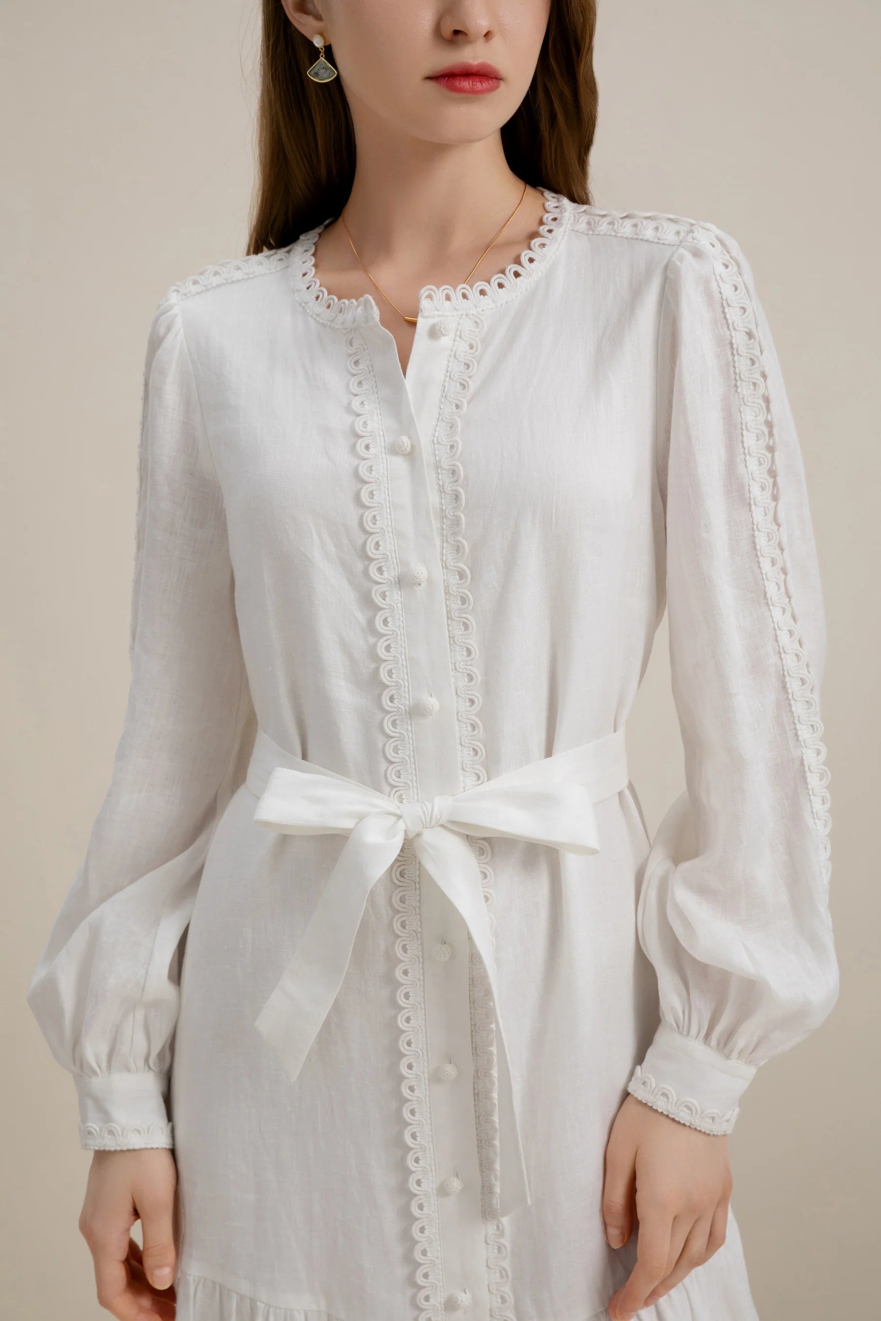 GDS Angelica Linen Short Dress | White