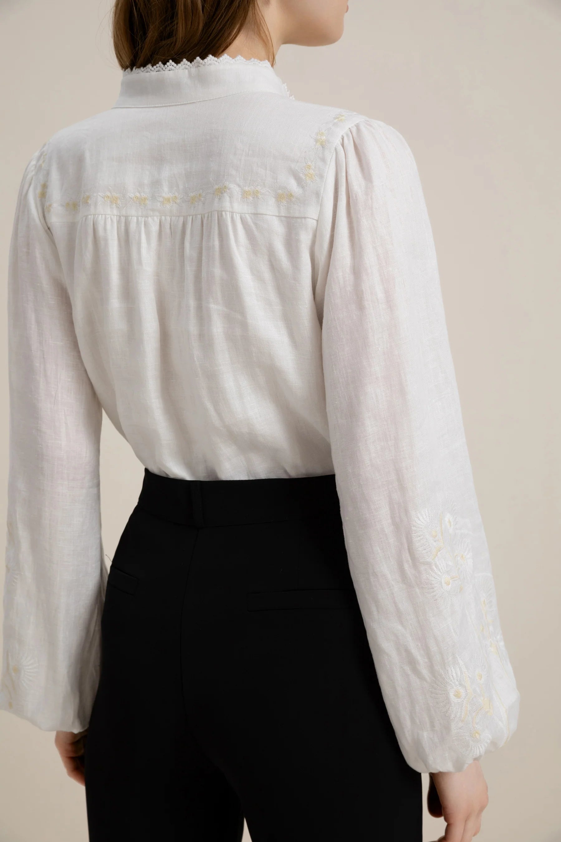 GDS Kierra Linen Button Blouse | White
