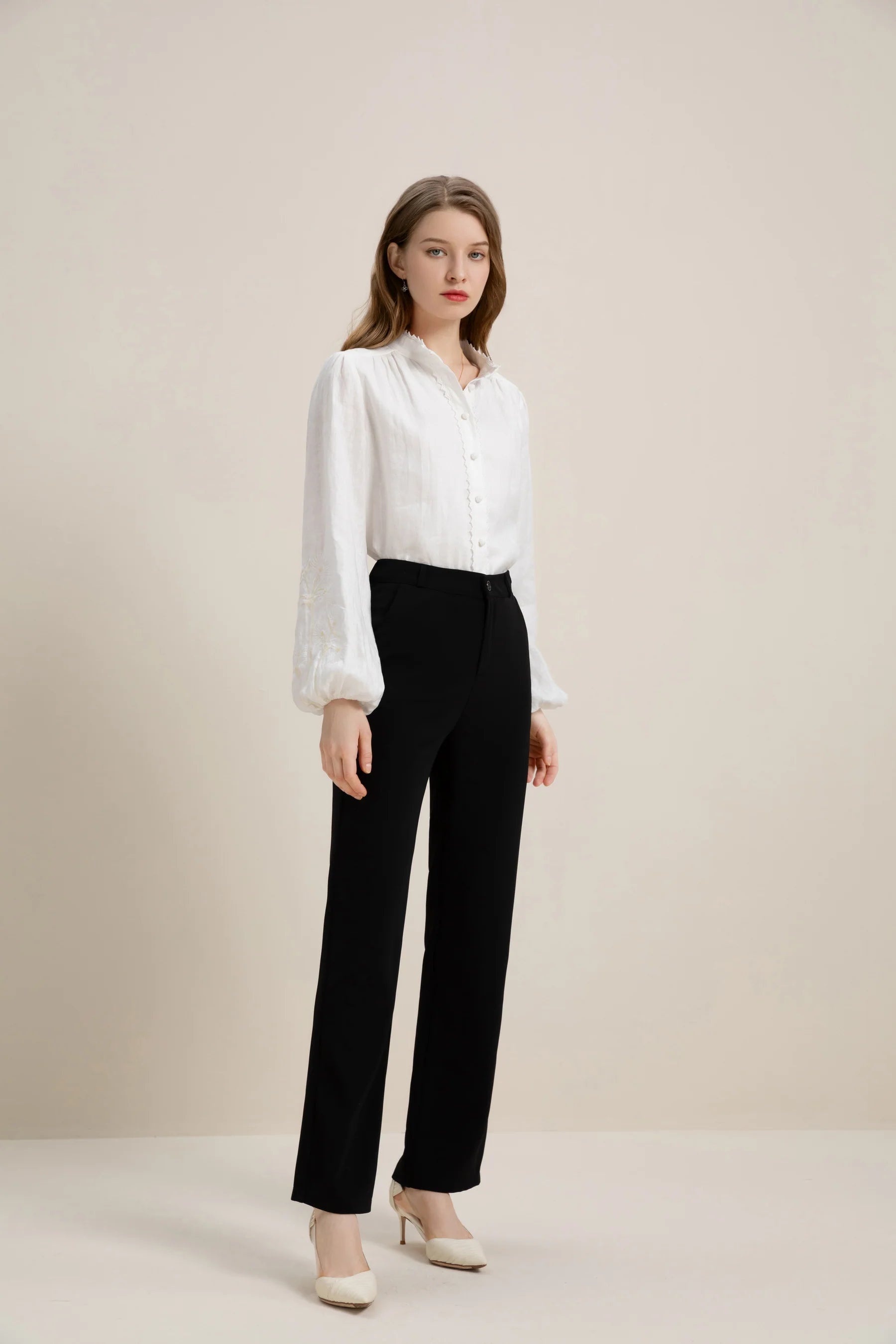 GDS Kierra Linen Button Blouse | White