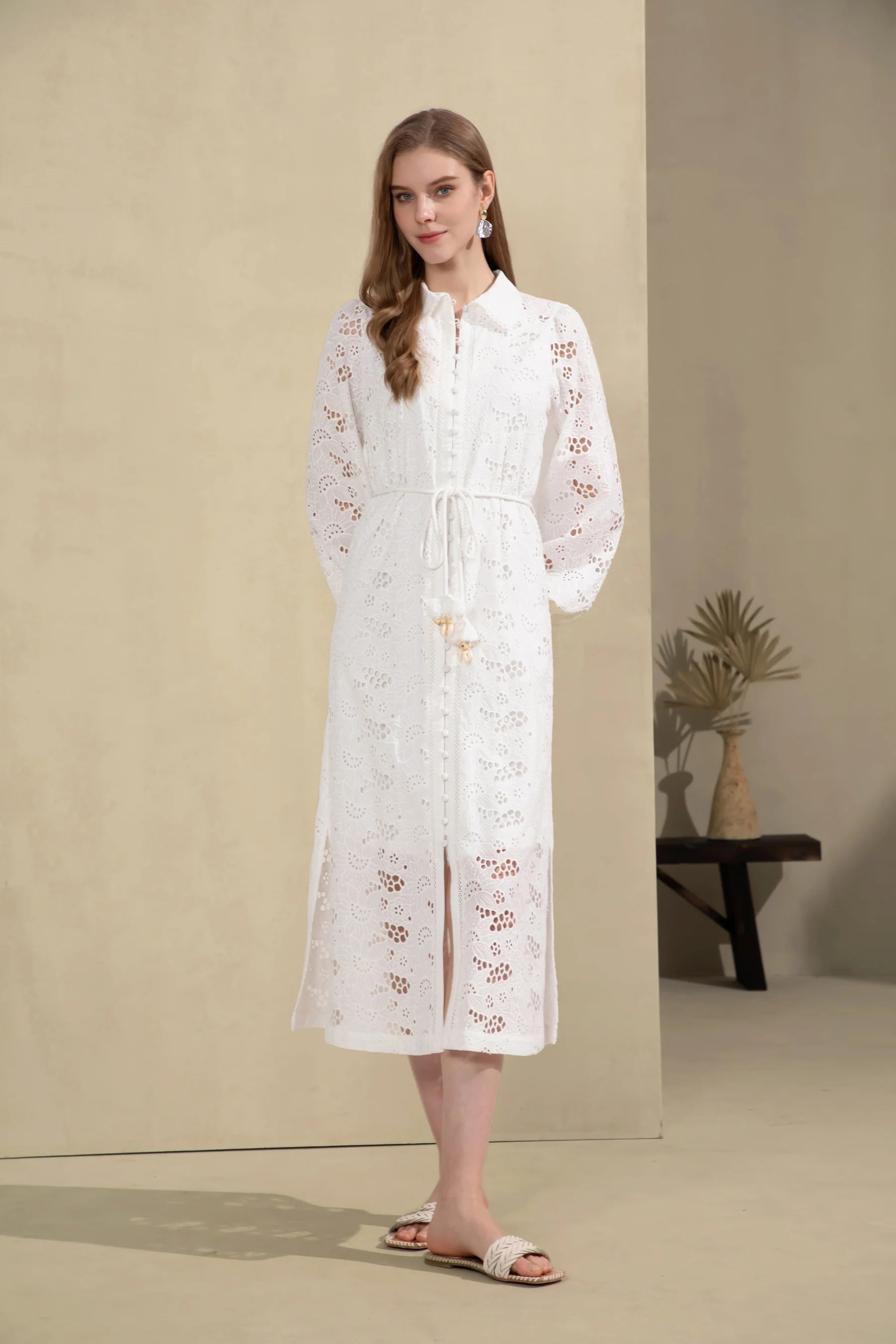 GDS Rosie Embroidered Long Dress | White