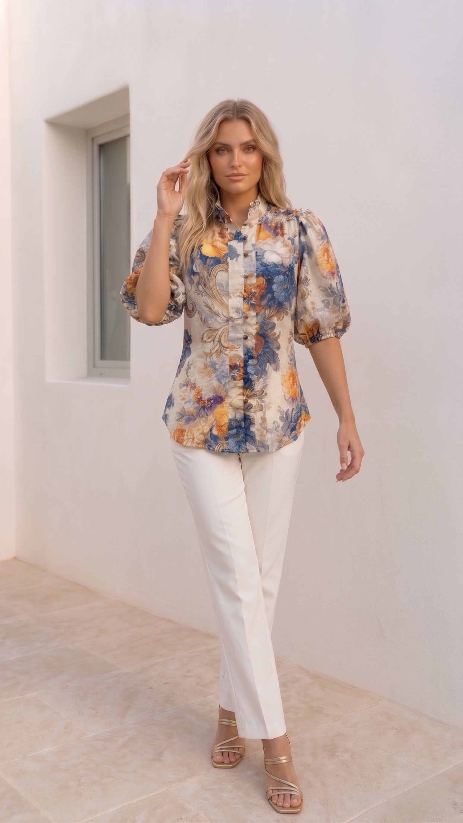 Florida Blouse | Blue Floral