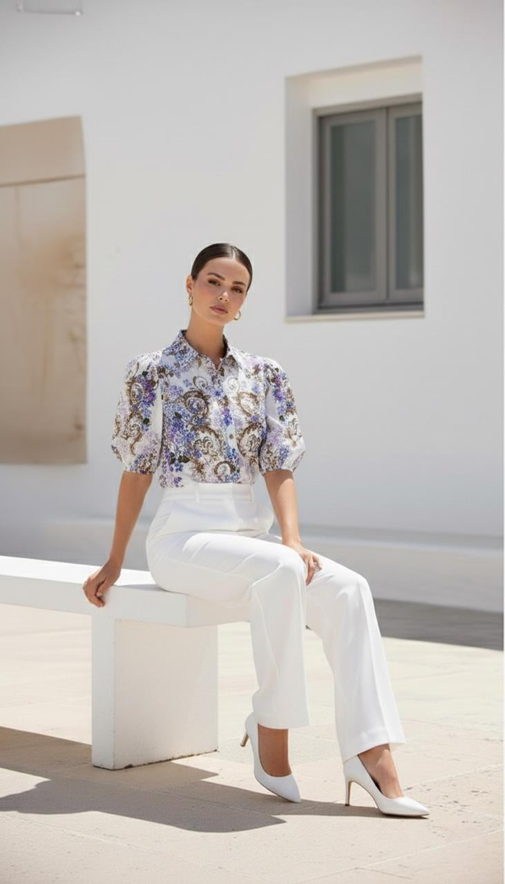 Avalee Blouse | White Floral