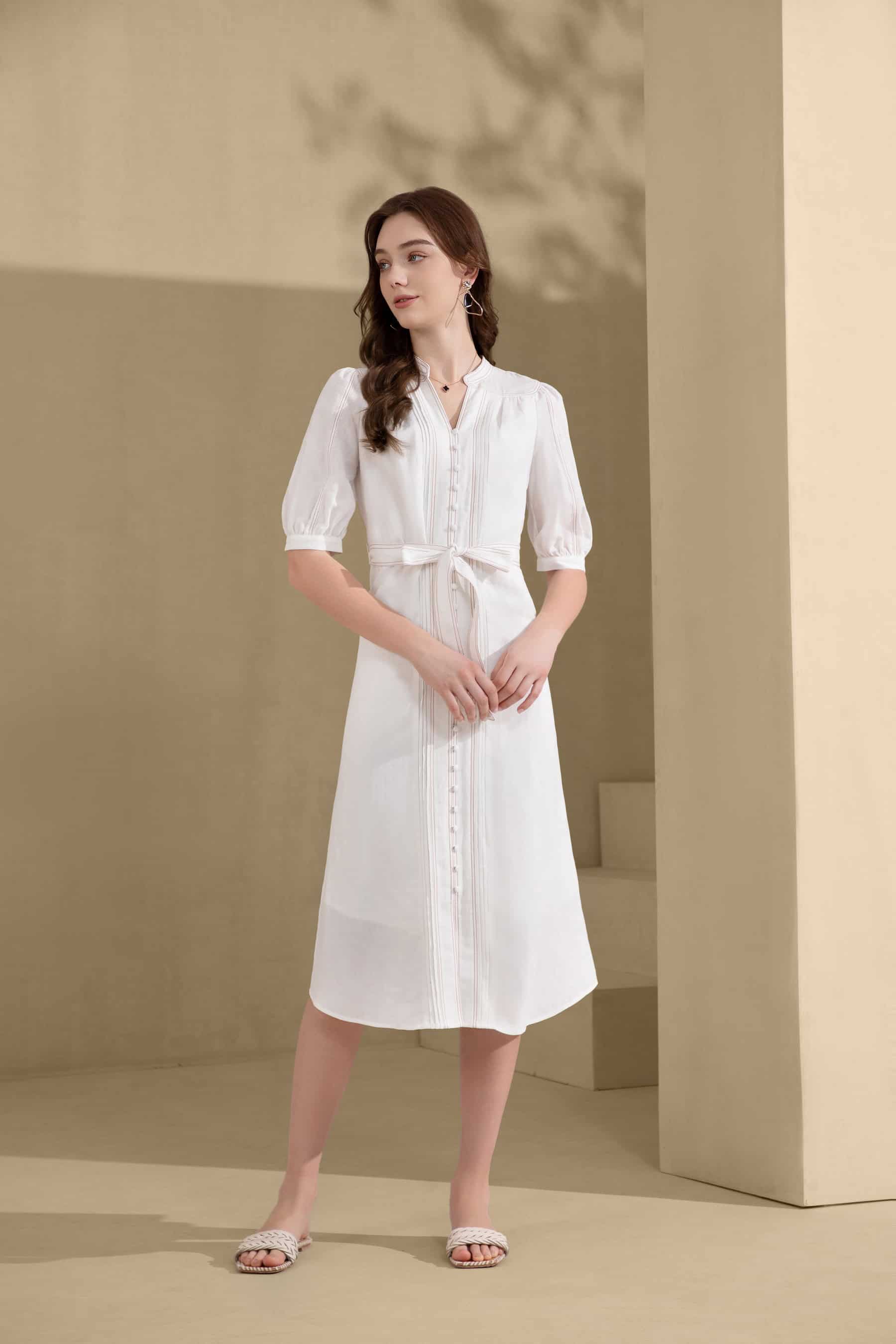 GDS Manhattan Long Linen Dress | White