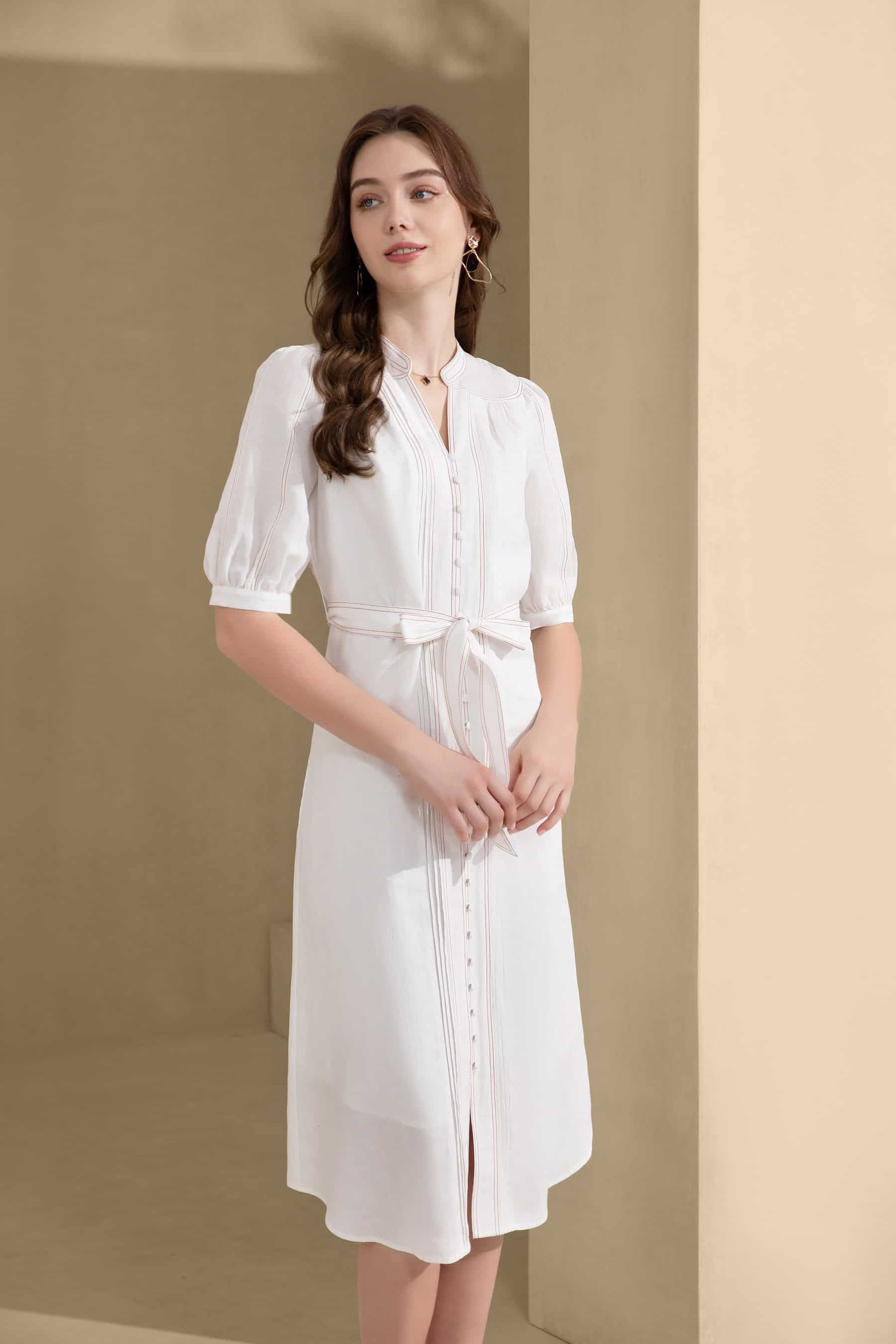 GDS Manhattan Long Linen Dress | White