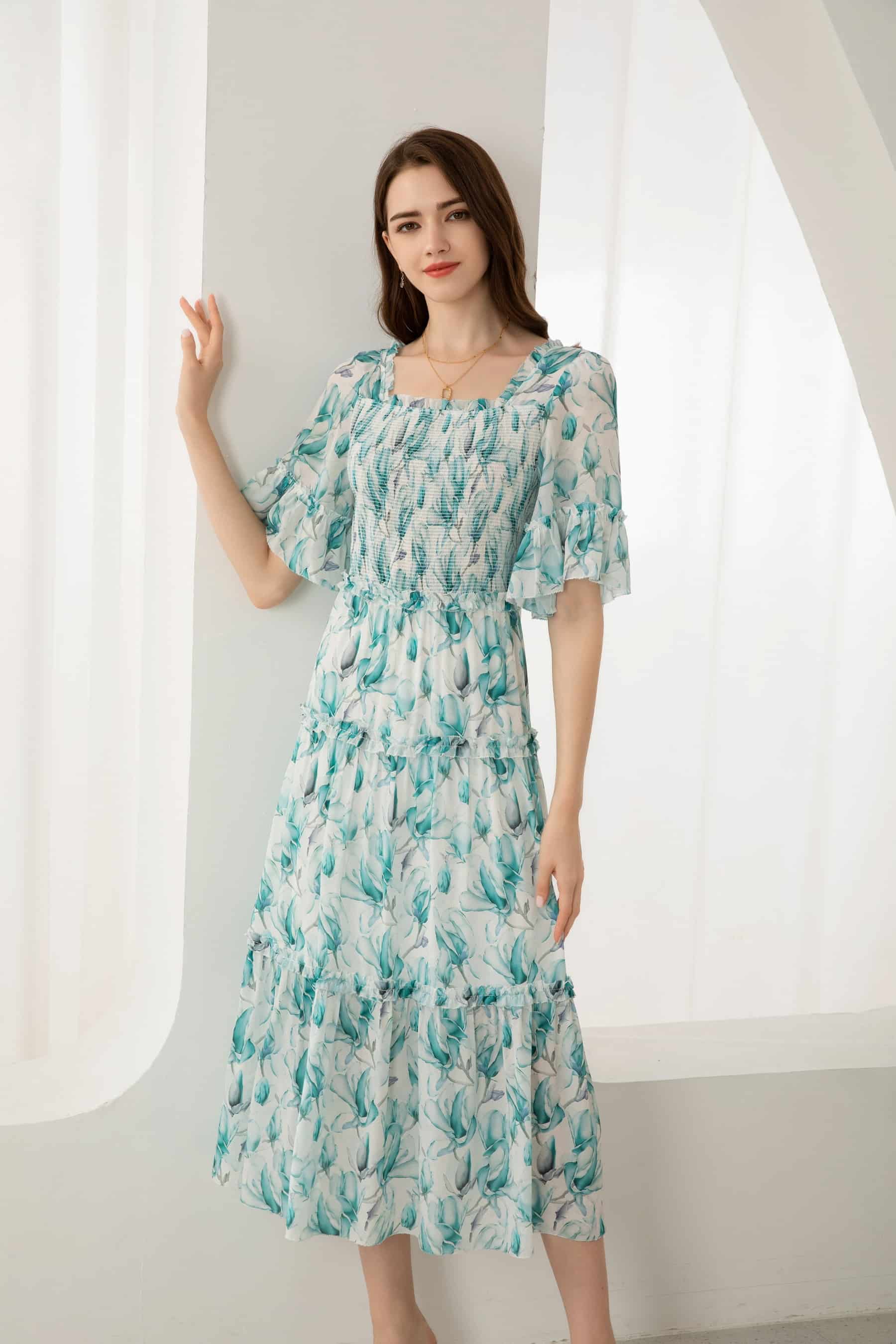 GDS Risette Silk Long Dress | Blue Print