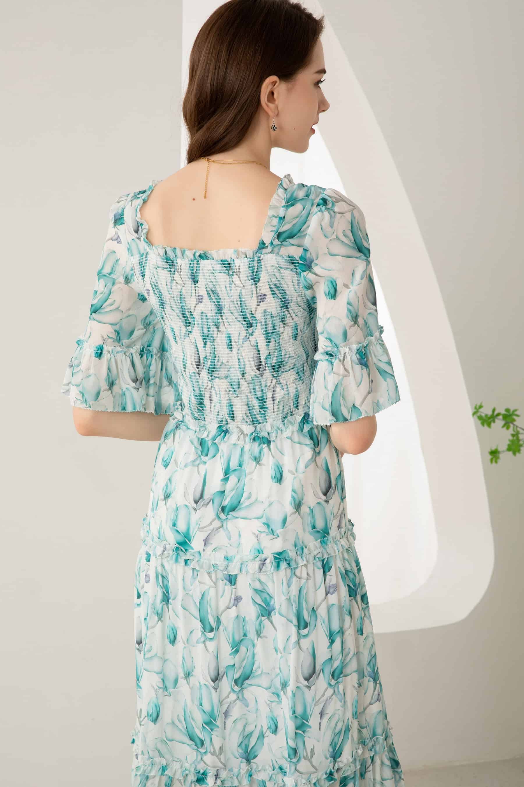 GDS Risette Silk Long Dress | Blue Print