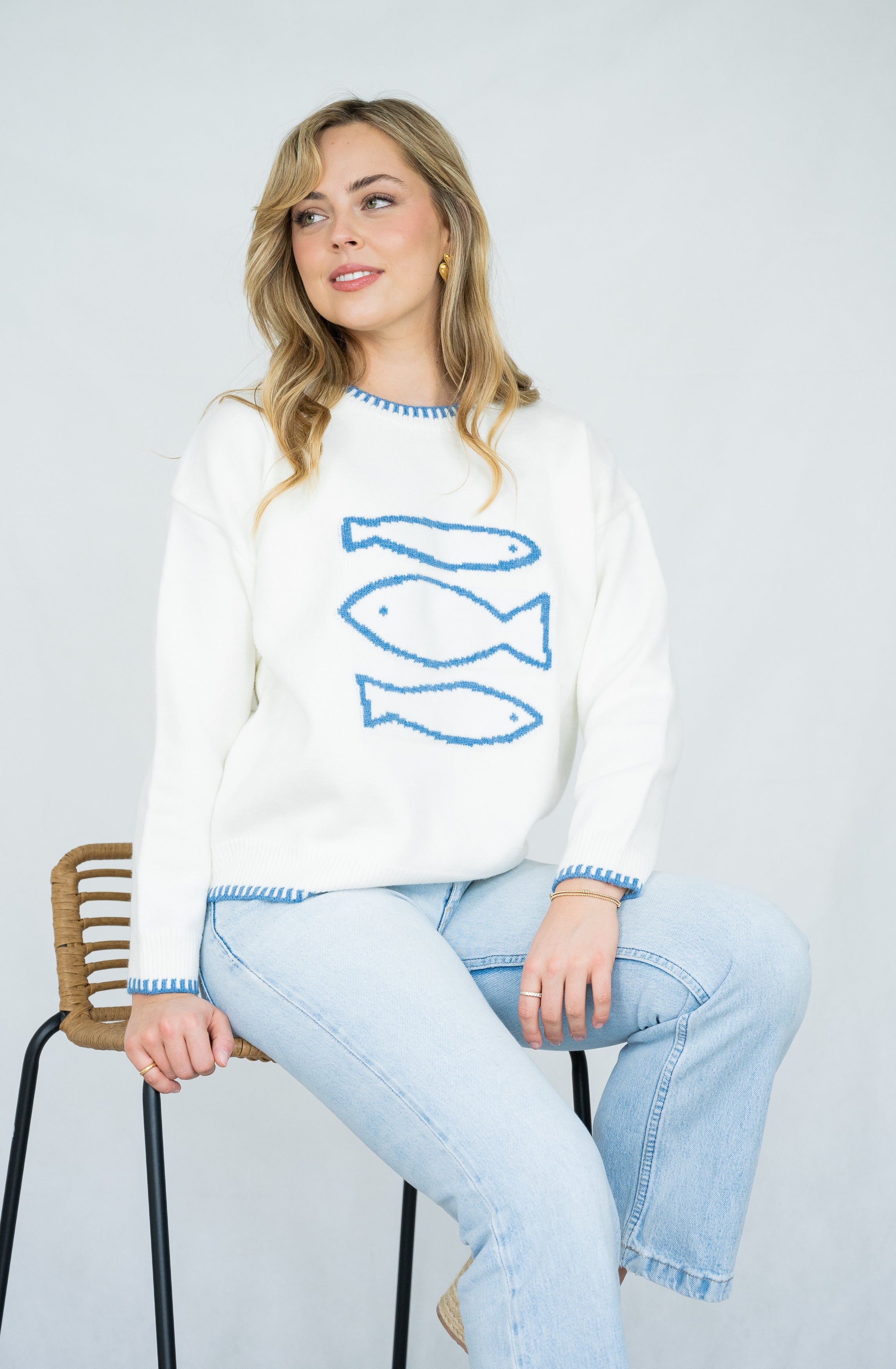 Marina Jumper | White- Blue
