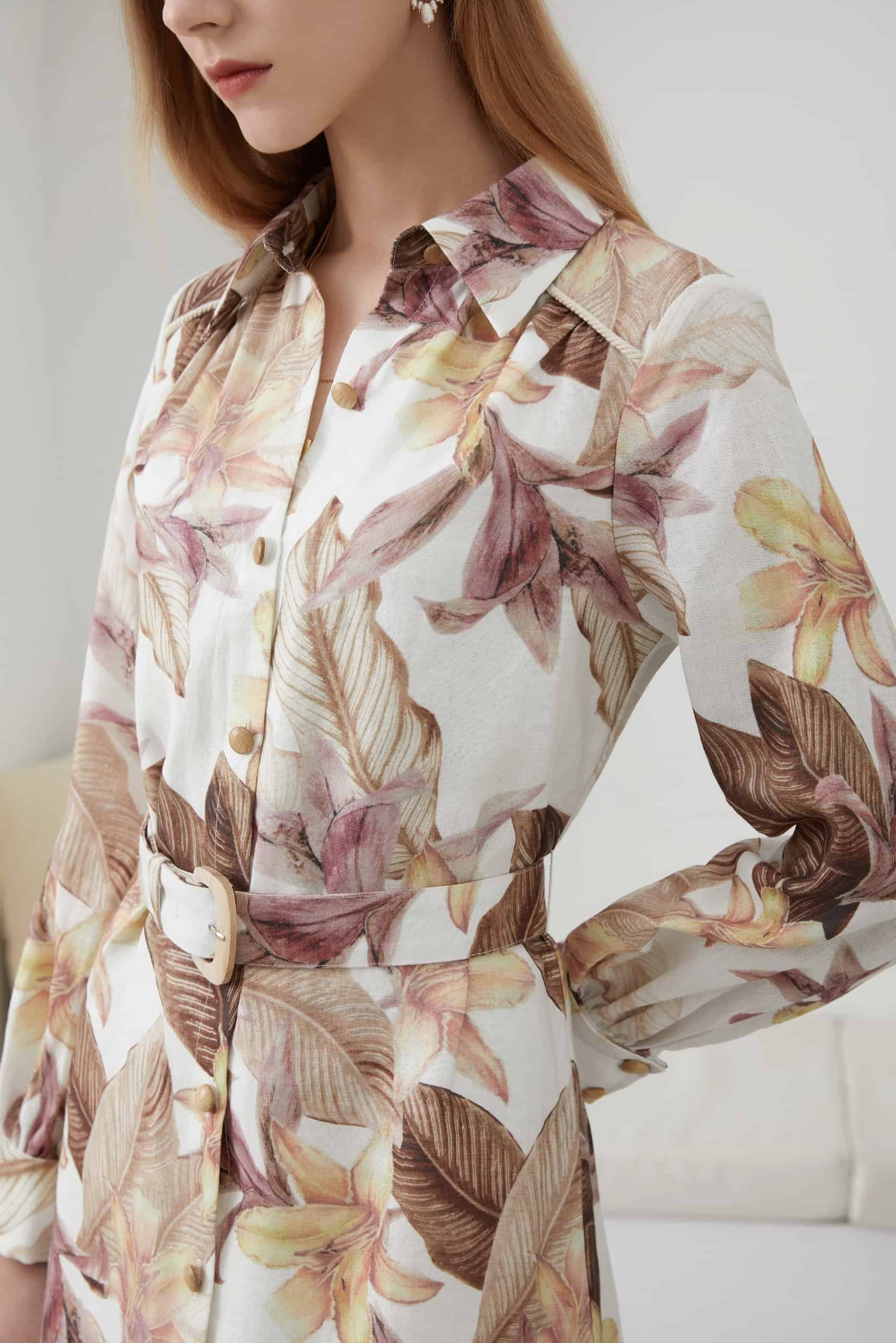 GDS Monet Belted Linen Short Dress | Toasted Coconut DRESSES BEIGE BRUNCH Catch DRESSES ESS22 GDS HOLIDAY L M PRINT S SALE SPRING-SUMMER wedding guest dress XL XS