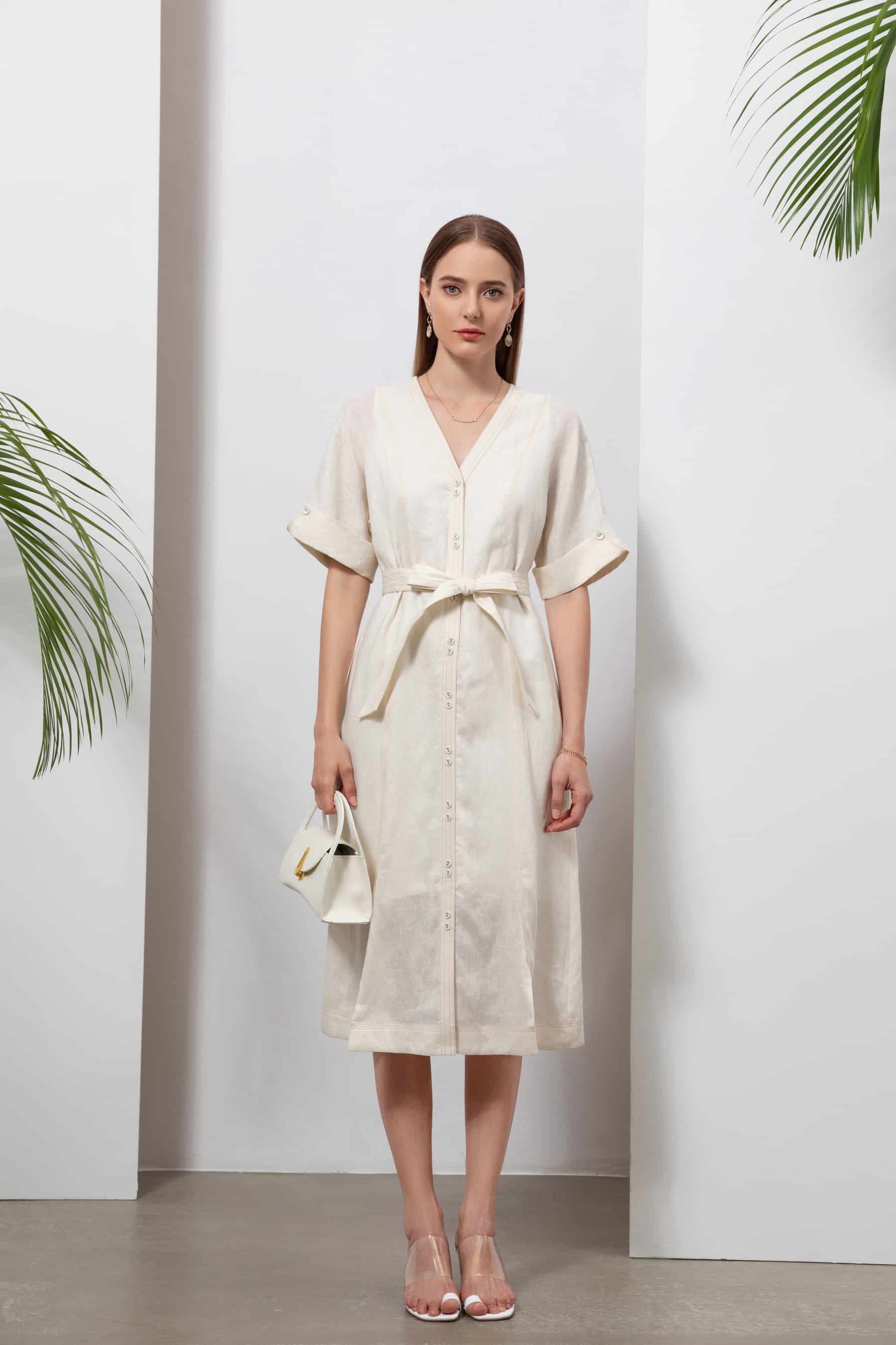 GDS Marceline Linen Dress | Lily White DRESSES autumn-winter BLOUSES BRUNCH CASUAL Catch GDS L M S SALE WHITE XL XS