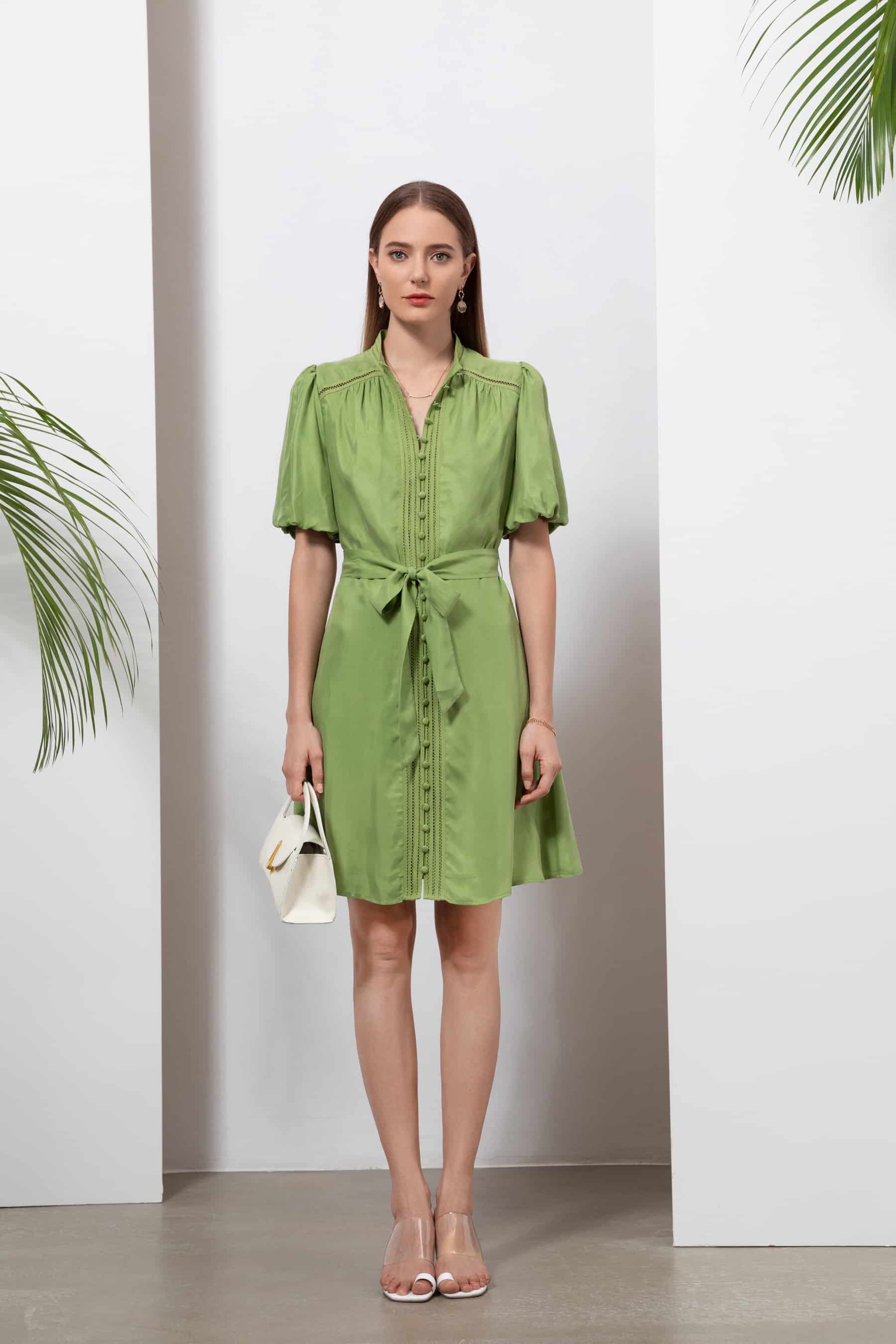 GDS Lucile Short Dress | Tarragon DRESSES BRUNCH CASUAL Catch DRESSES GDS GREEN HOLIDAY L M S SALE SPRING-SUMMER XL