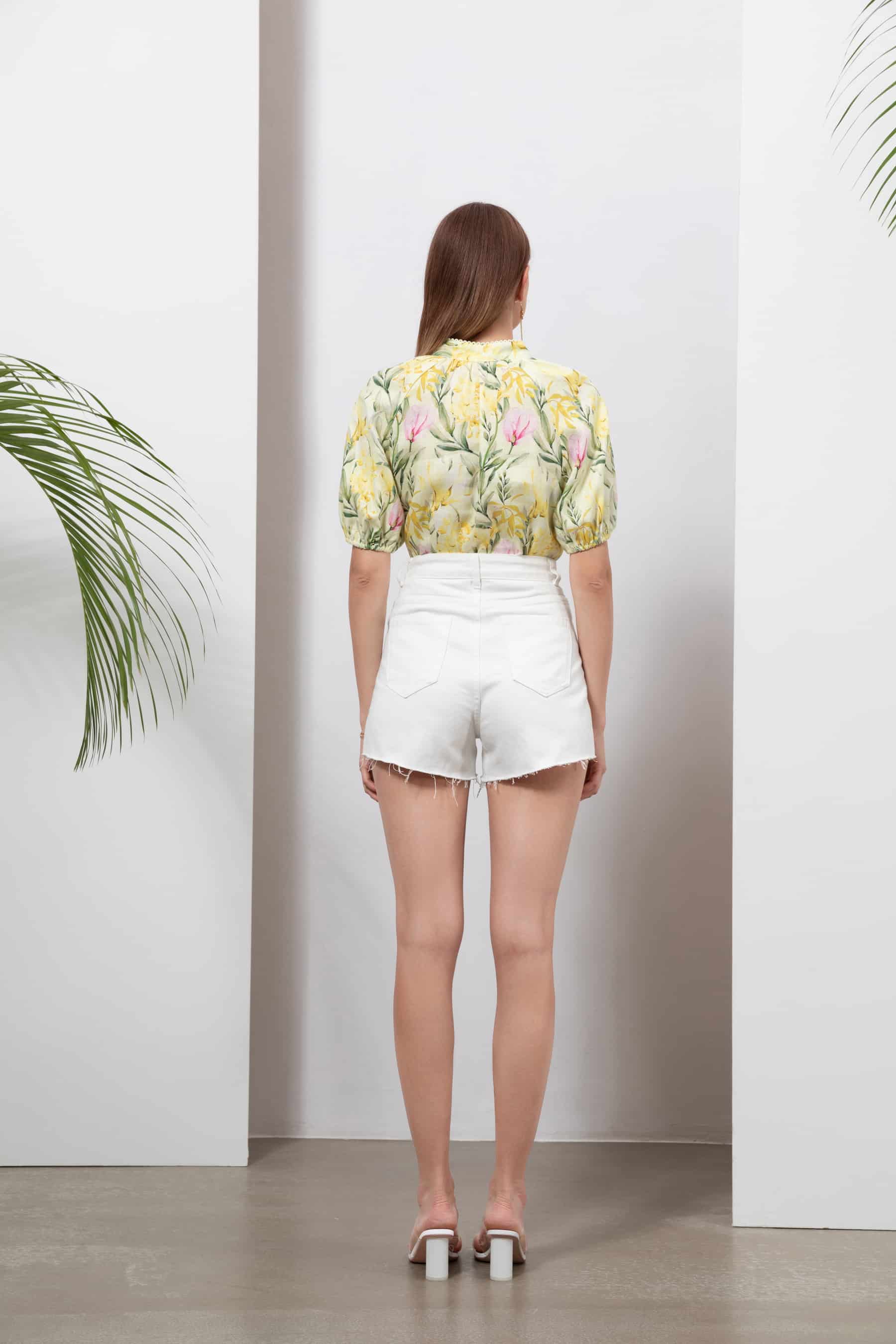 GDS Desiree Floral Linen Blouse | Yellow BLOUSES BLOUSES BRUNCH Catch GDS HOLIDAY L M S SPRING-SUMMER WORK XL XS YELLOW