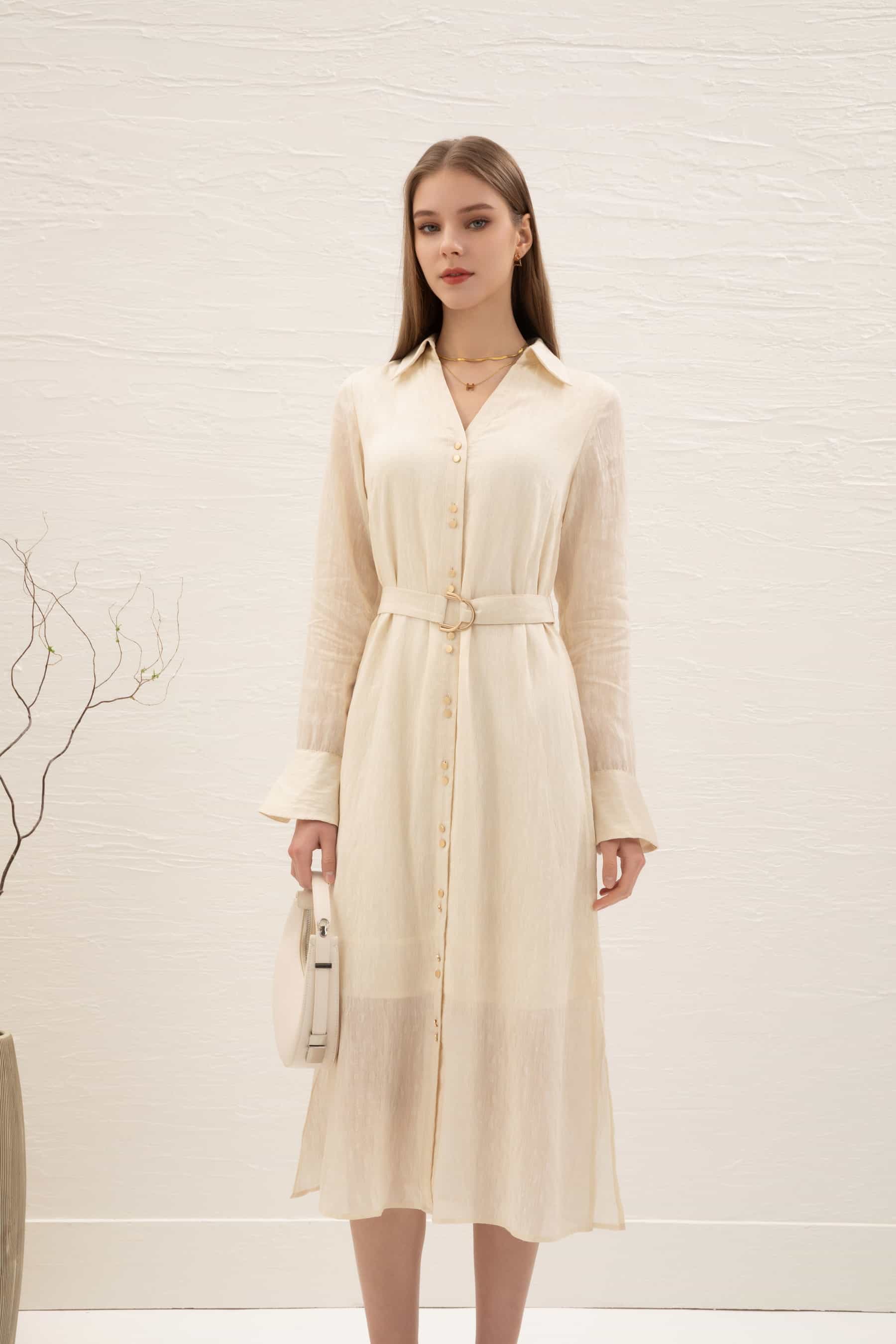 GDS Scarlette Belted Dress | Cream DRESSES autumn-winter BRUNCH Catch CREAM DRESSES GDS HOLIDAY L M RACES S SALE XL XS