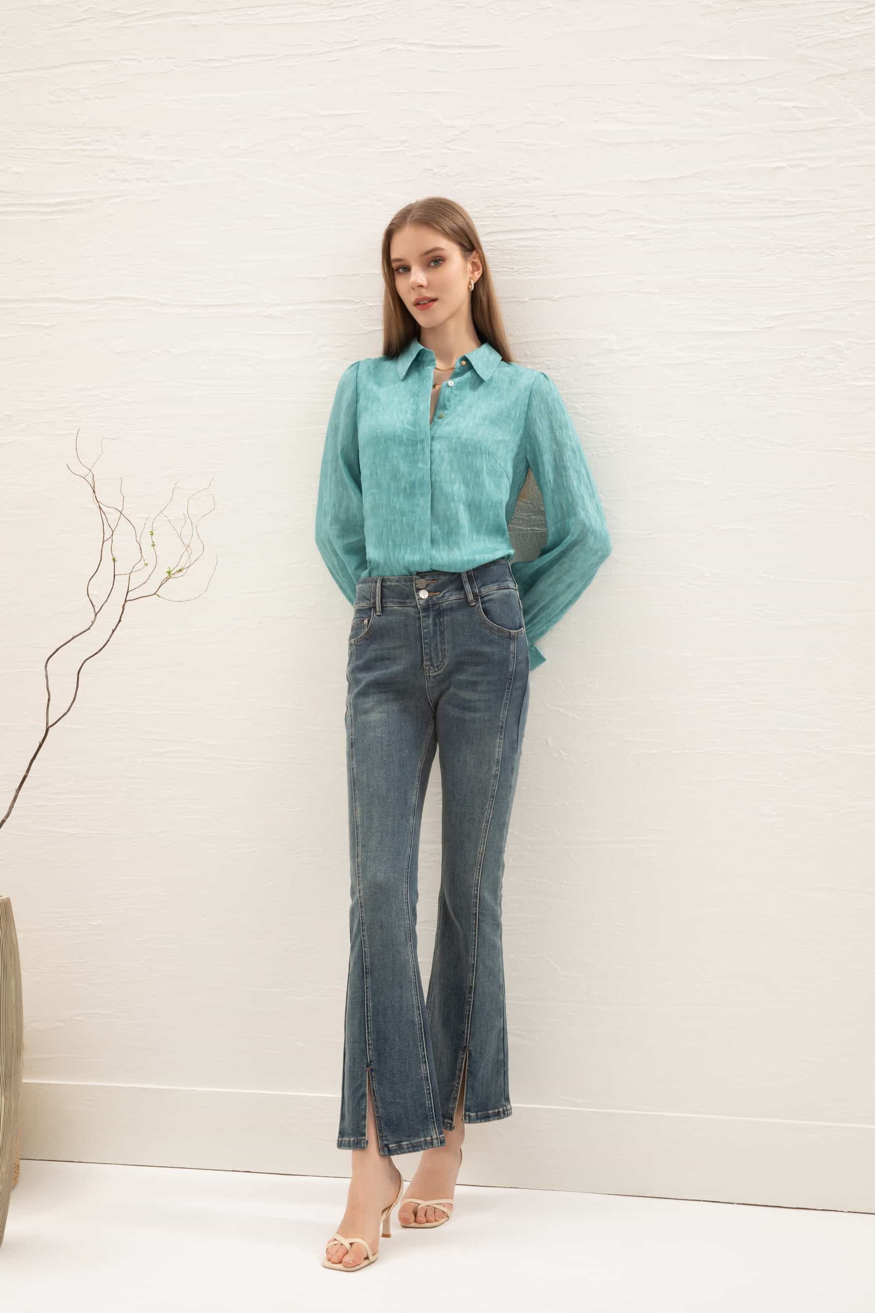 GDS Scarlette Blouse | Nile Blue BLOUSES autumn-winter BLOUSES BLUE BRUNCH CASUAL Catch GDS L M S SALE WORK XL XS