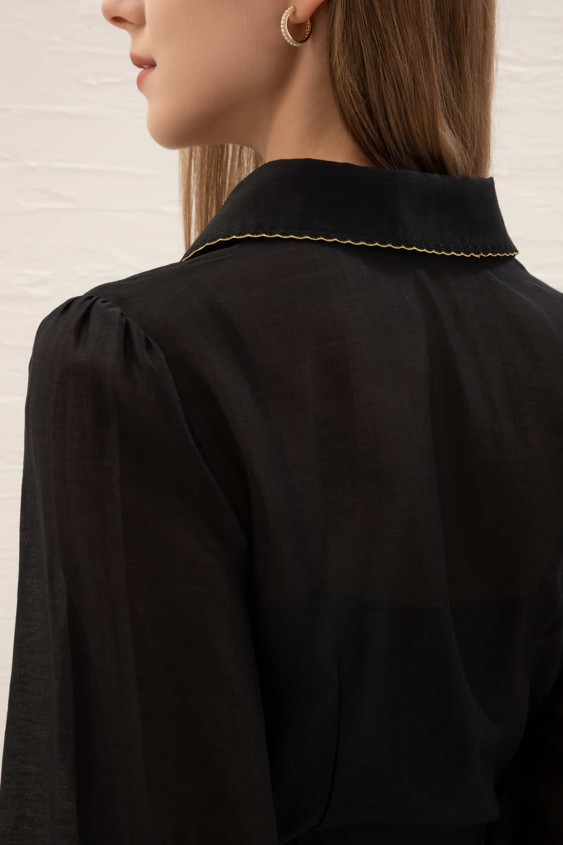 GDS Missika Tencel Blouse | Black BLOUSES autumn-winter BLACK BLOUSES BRUNCH CASUAL Catch GDS L M S SALE WORK XL XS