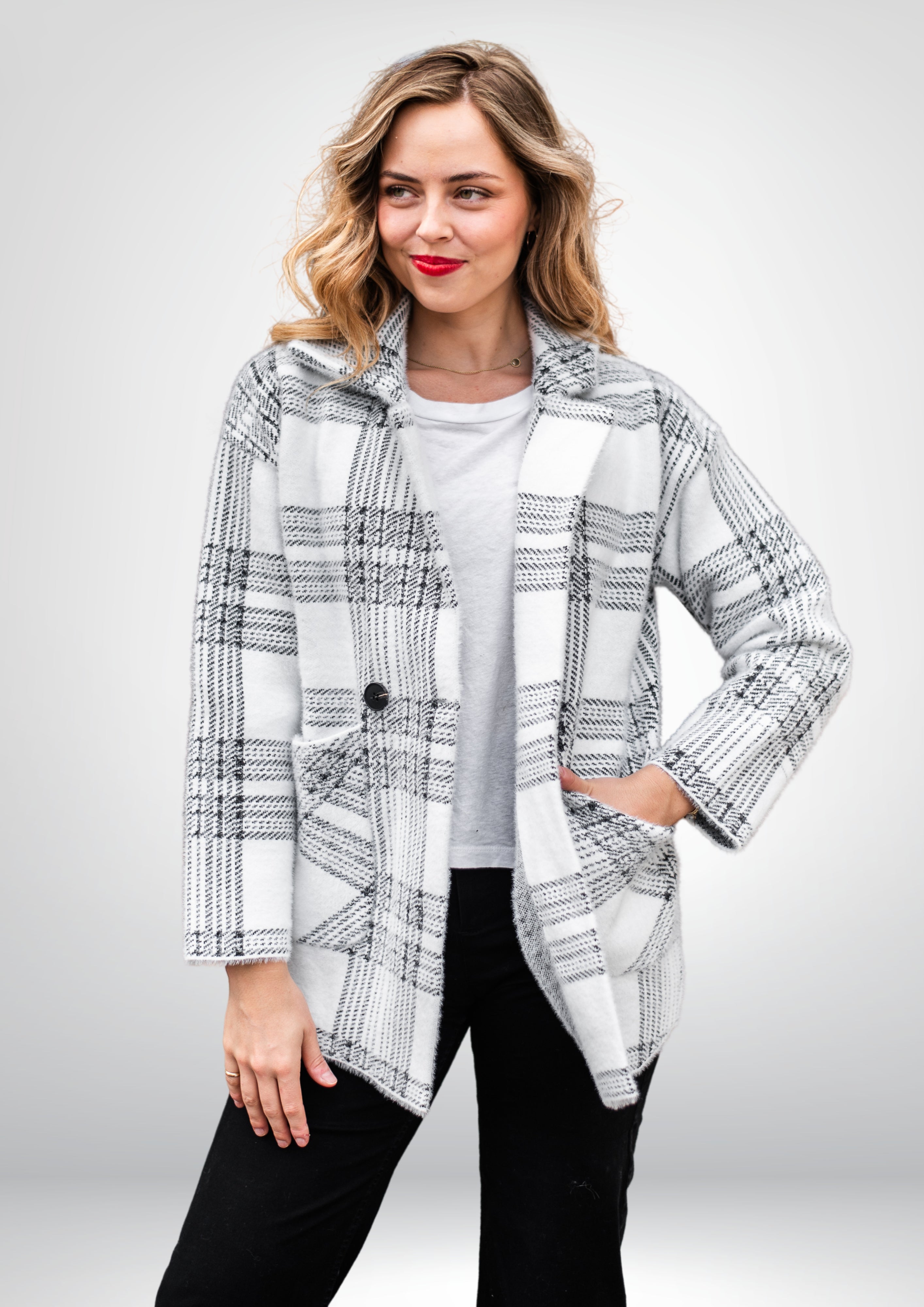 Lana Soft Coatigan | BLK-WHT