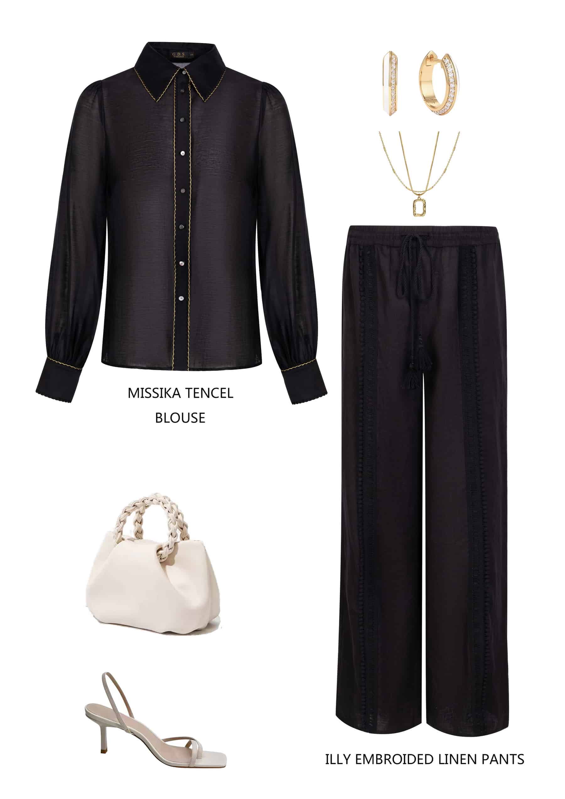 GDS Missika Tencel Blouse | Black BLOUSES autumn-winter BLACK BLOUSES BRUNCH CASUAL Catch GDS L M S SALE WORK XL XS