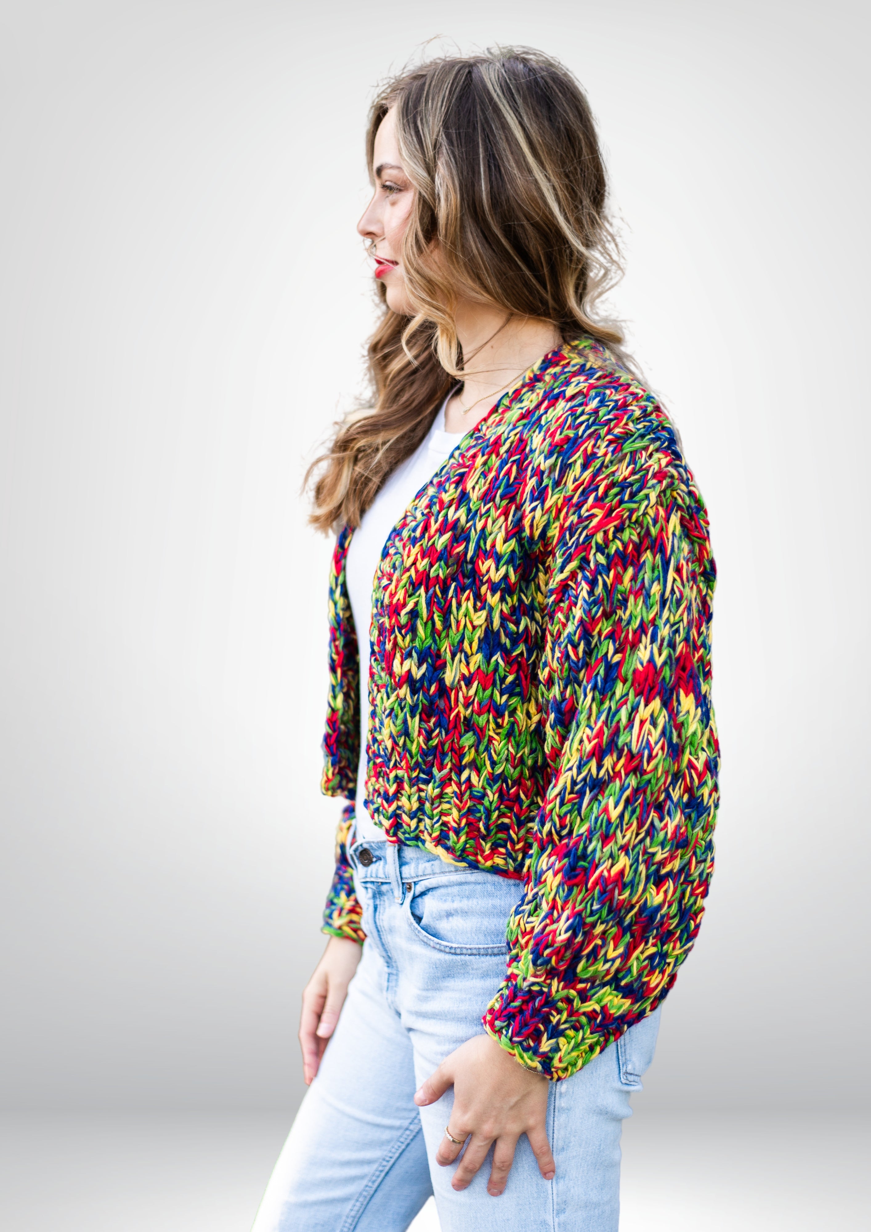 Rainbow Handmade Cardi |  Yellow