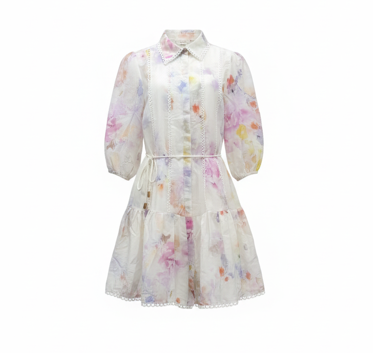 Aria Short  Dress | White  Floral