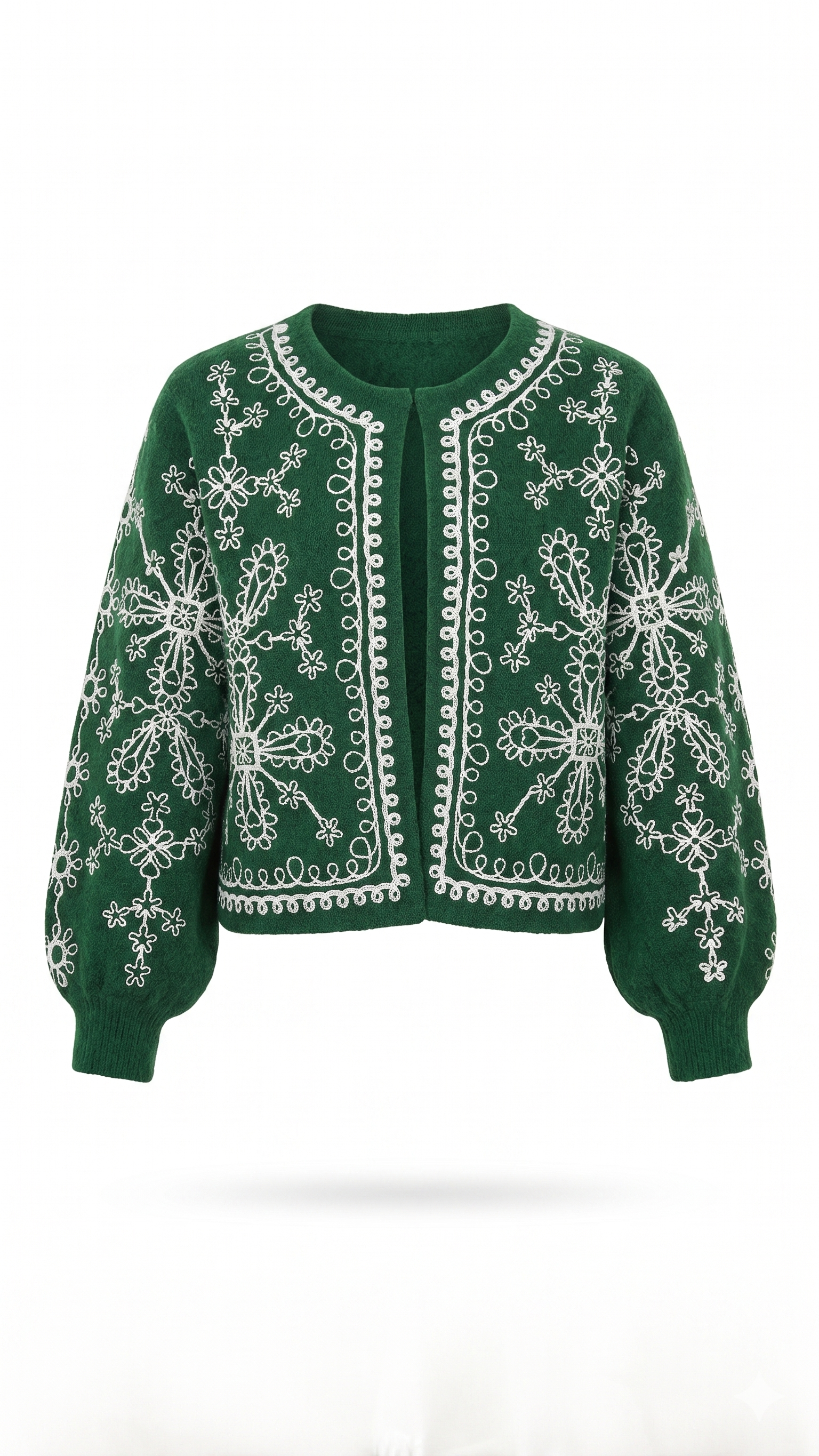 Ana Embroidered Cardi | Green