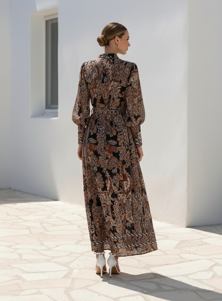 Marbel Long  Dress  | Brown