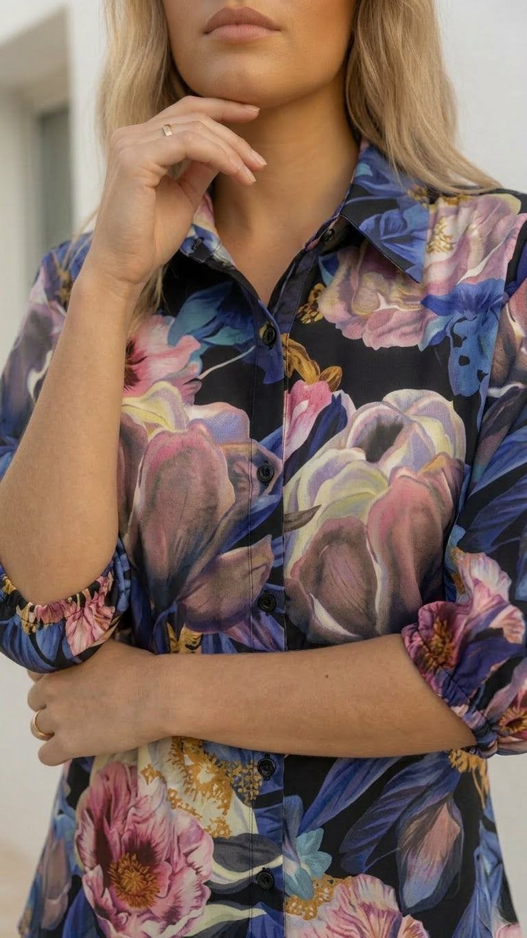 Simone Linen Shirt |  Rose