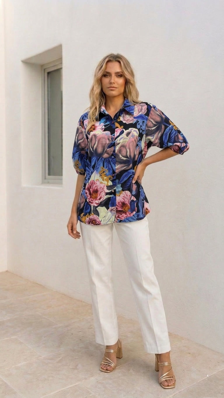 Simone Linen Shirt |  Rose