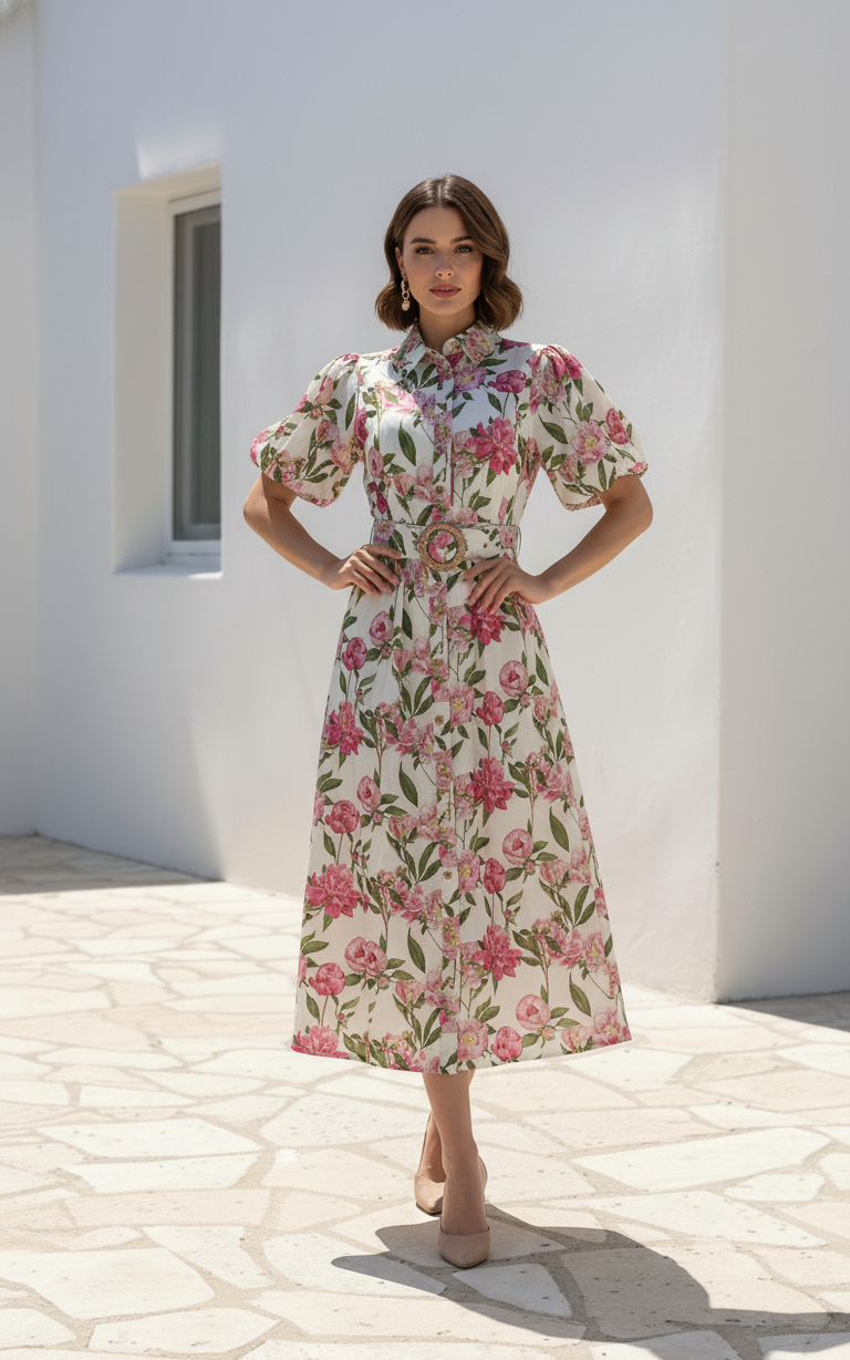 Poplin Dress  | Rose