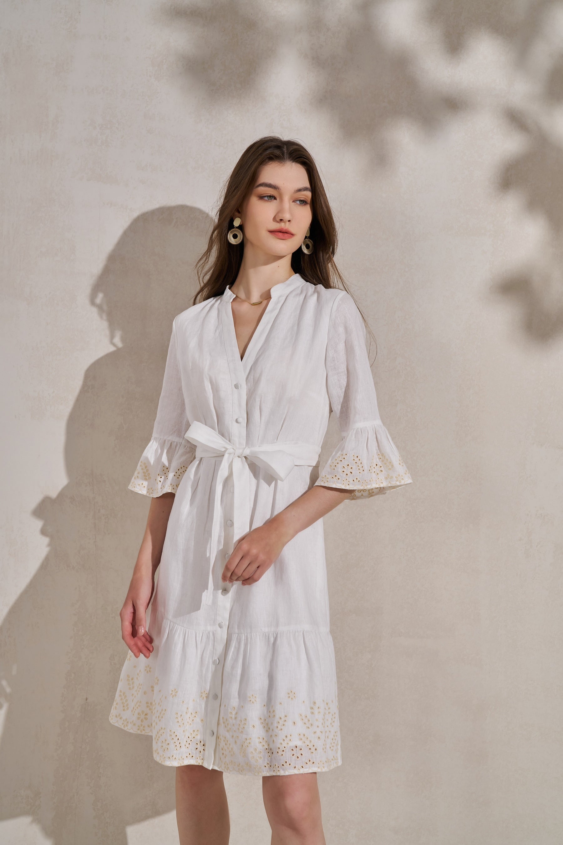 GDS Raven Linen Short Dress | White DRESSES 10 12 14 16 8 GDS L M S WHITE XL XS