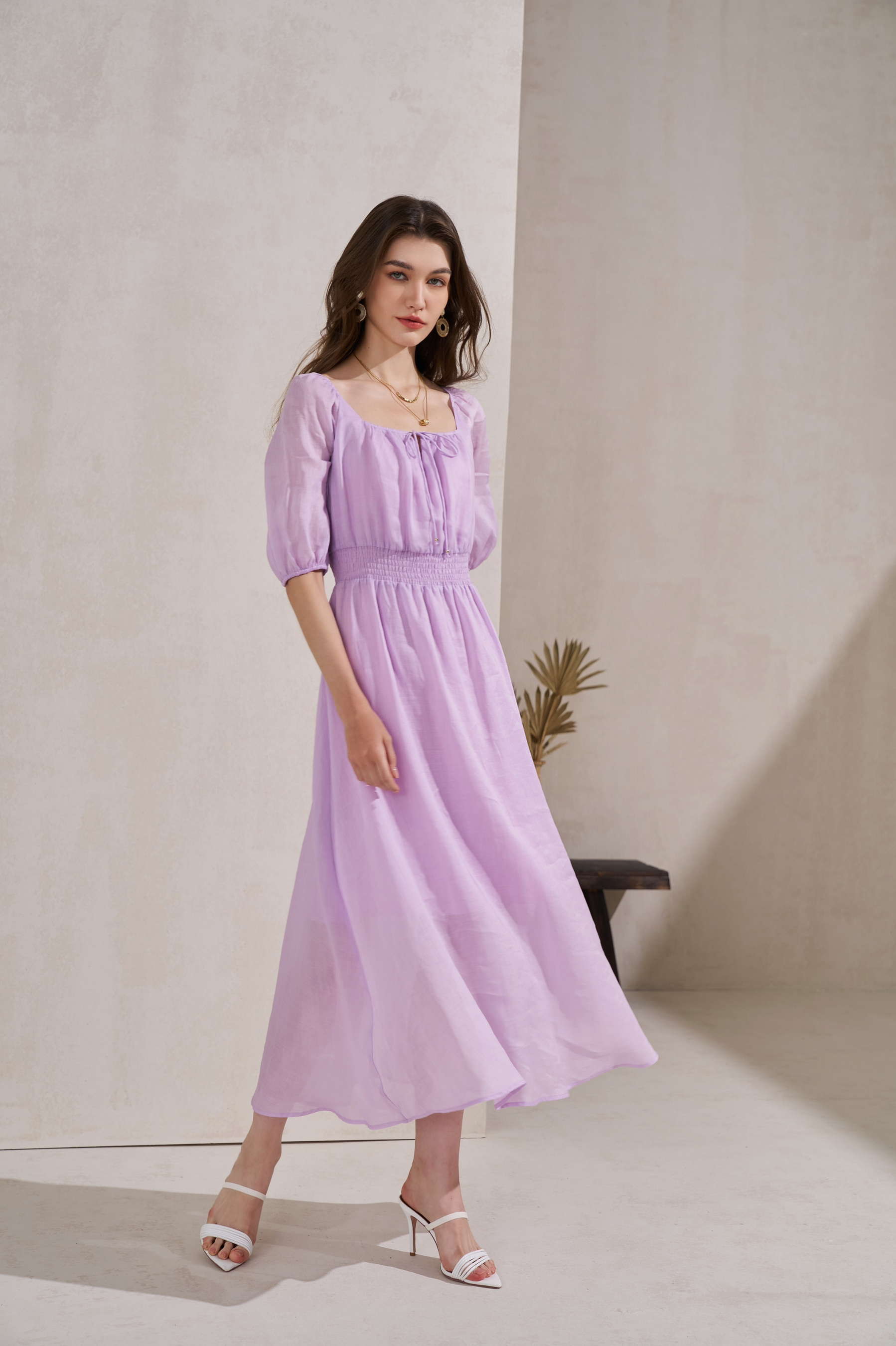 GDS Isla Linen Long Dress | Winson Orchid DRESSES 10 12 14 16 8 GDS L M S VIOLET XL XS