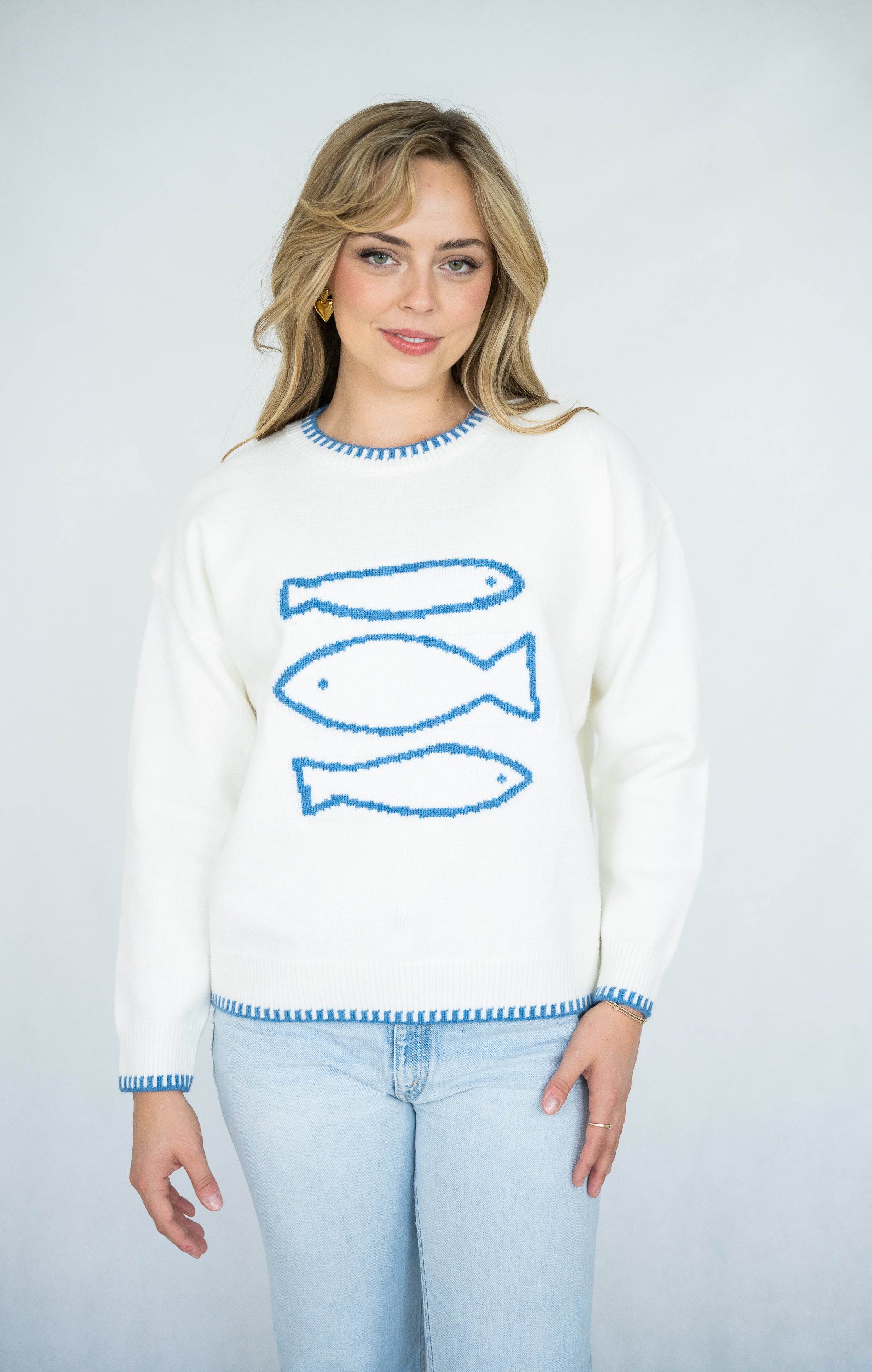 Marina Jumper |  White- Blue