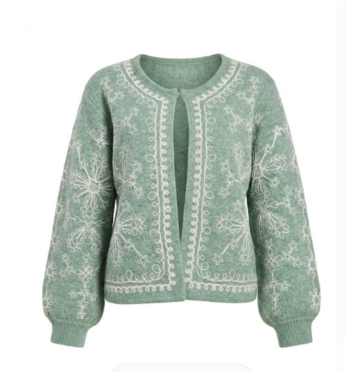 Ana Embroidered Cardi | Sage