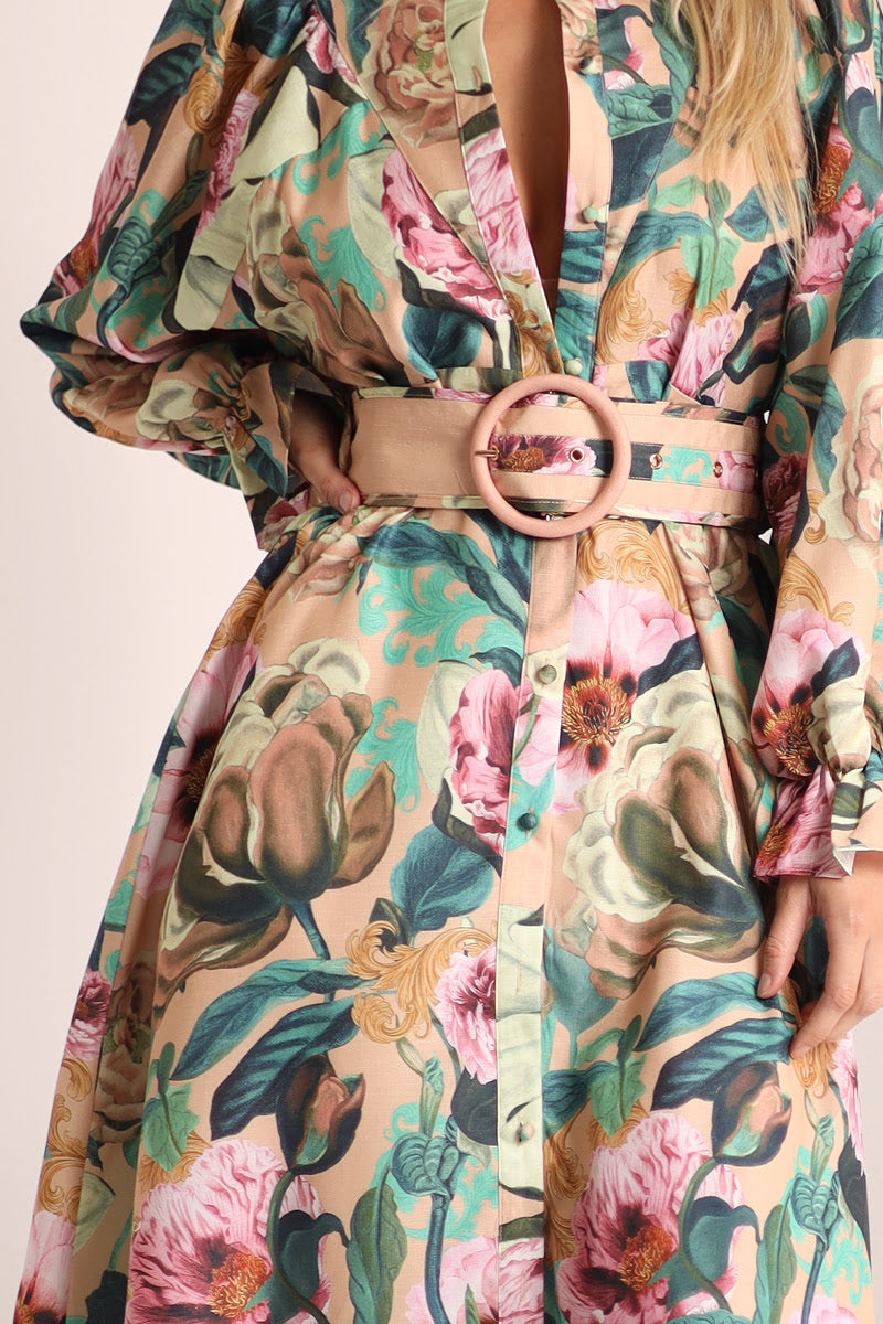 Simone Linen  Dress  |  Mocha