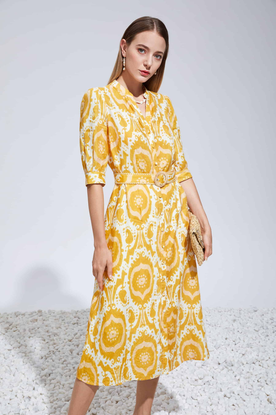 Linen top dress yellow