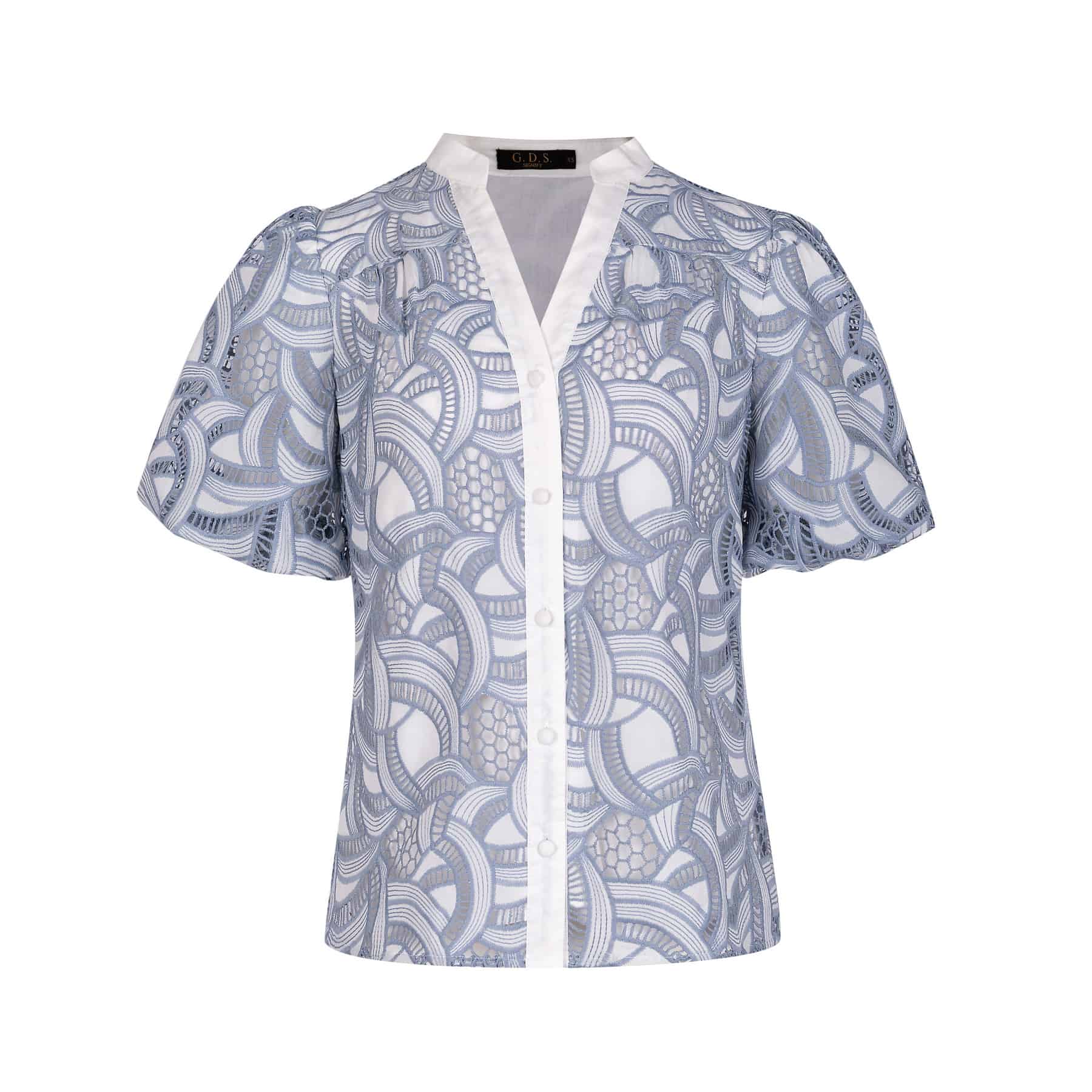 GDS Lilly Rose V Neck Blouse | Blue BLOUSES BLOUSES BLUE BRUNCH Catch GDS HOLIDAY L M S SPRING-SUMMER WORK XL XS