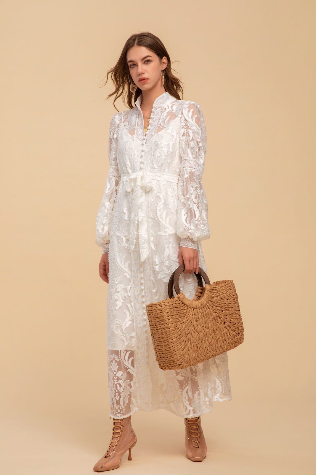 GDS Yvette Maxi Dress | White DRESSES autumn-winter BRUNCH DRESSES GDS HOLIDAY L M RACES S SALE 40 % WHITE XL XS