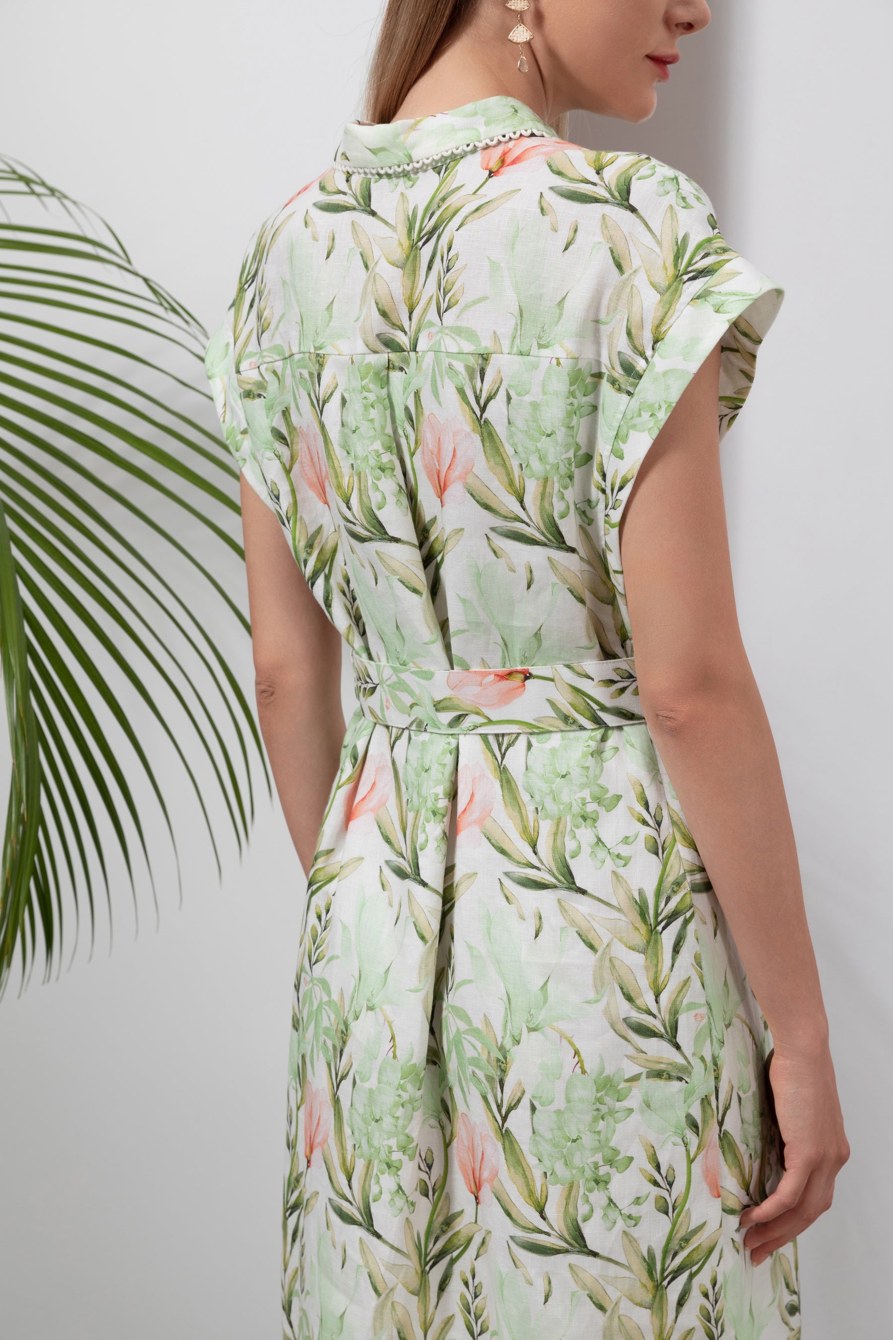 GDS Desiree Floral Linen Long Dress | Green DRESSES Catch GDS GREEN L M S SALE XL XS